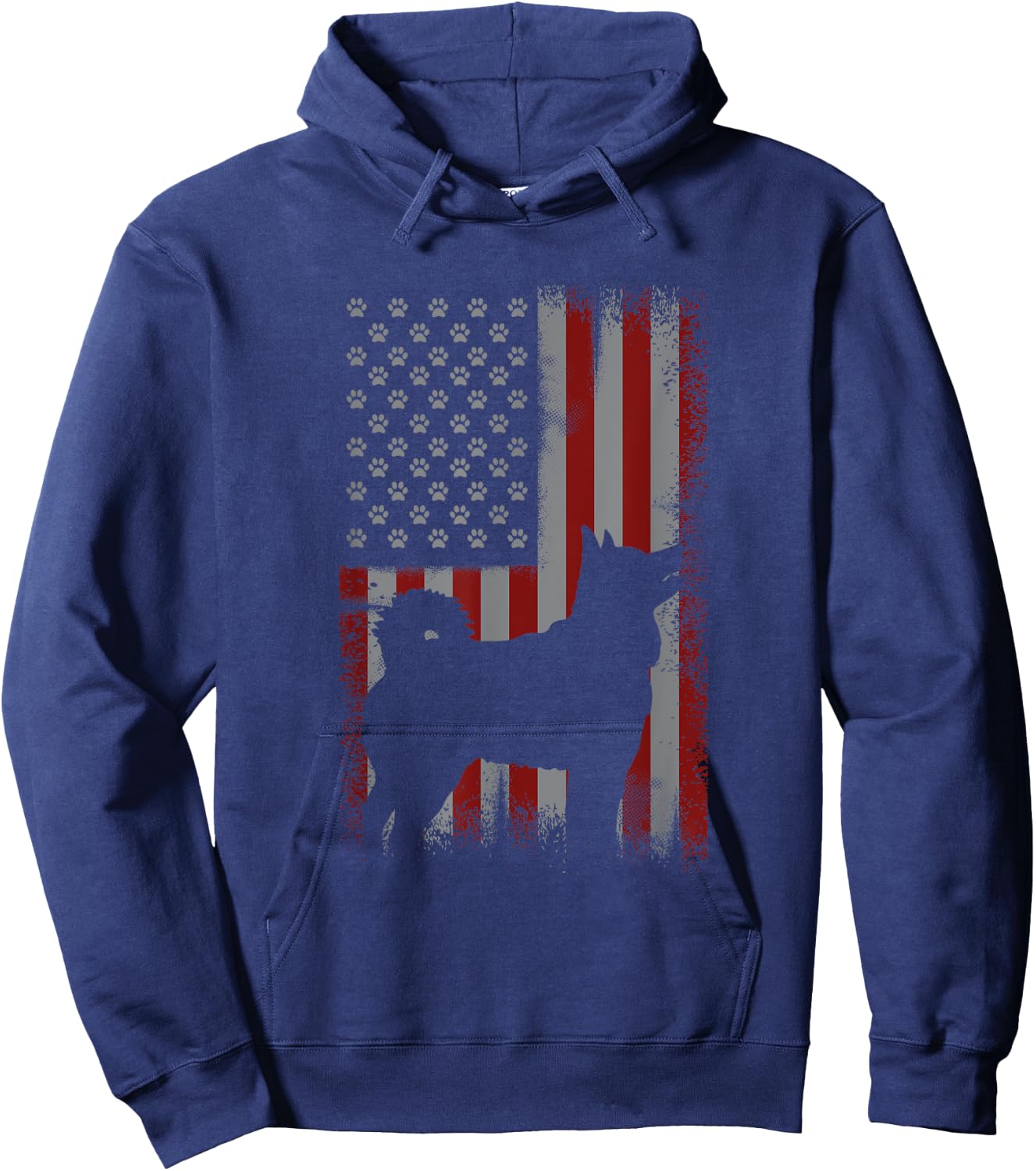 Patriotic American Flag Siberian Husky Lover Gift Men Hoodie - Hoodie | Navy