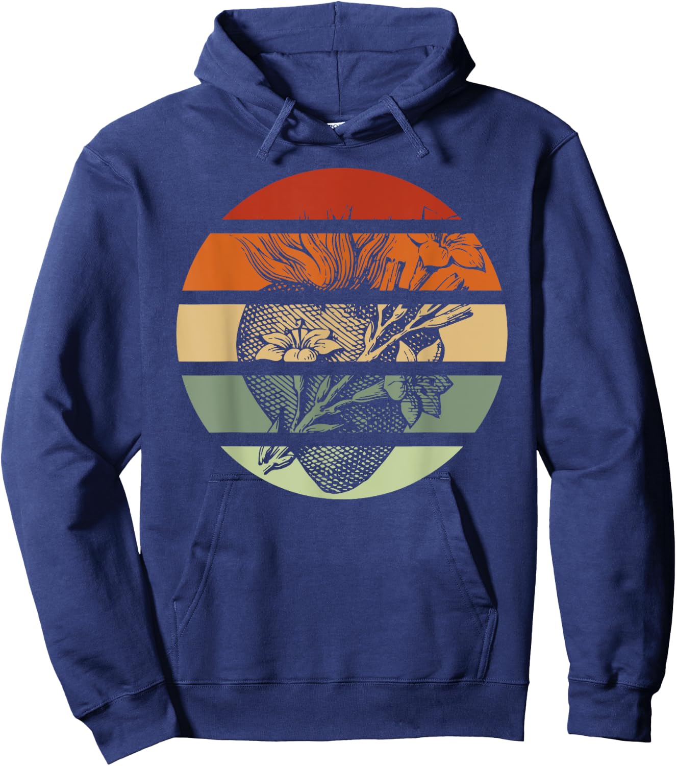 Most Chaste Heart of St Joseph Retro Sunset Catholic Teens Hoodie - Hoodie | Navy