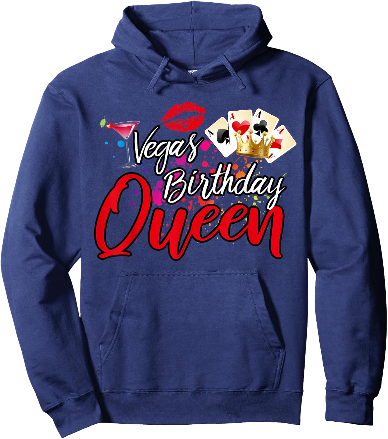 Vegas Birthday Queen Funny Friend Vacation Party Games B-Day Hoodie - Hoodie | Navy