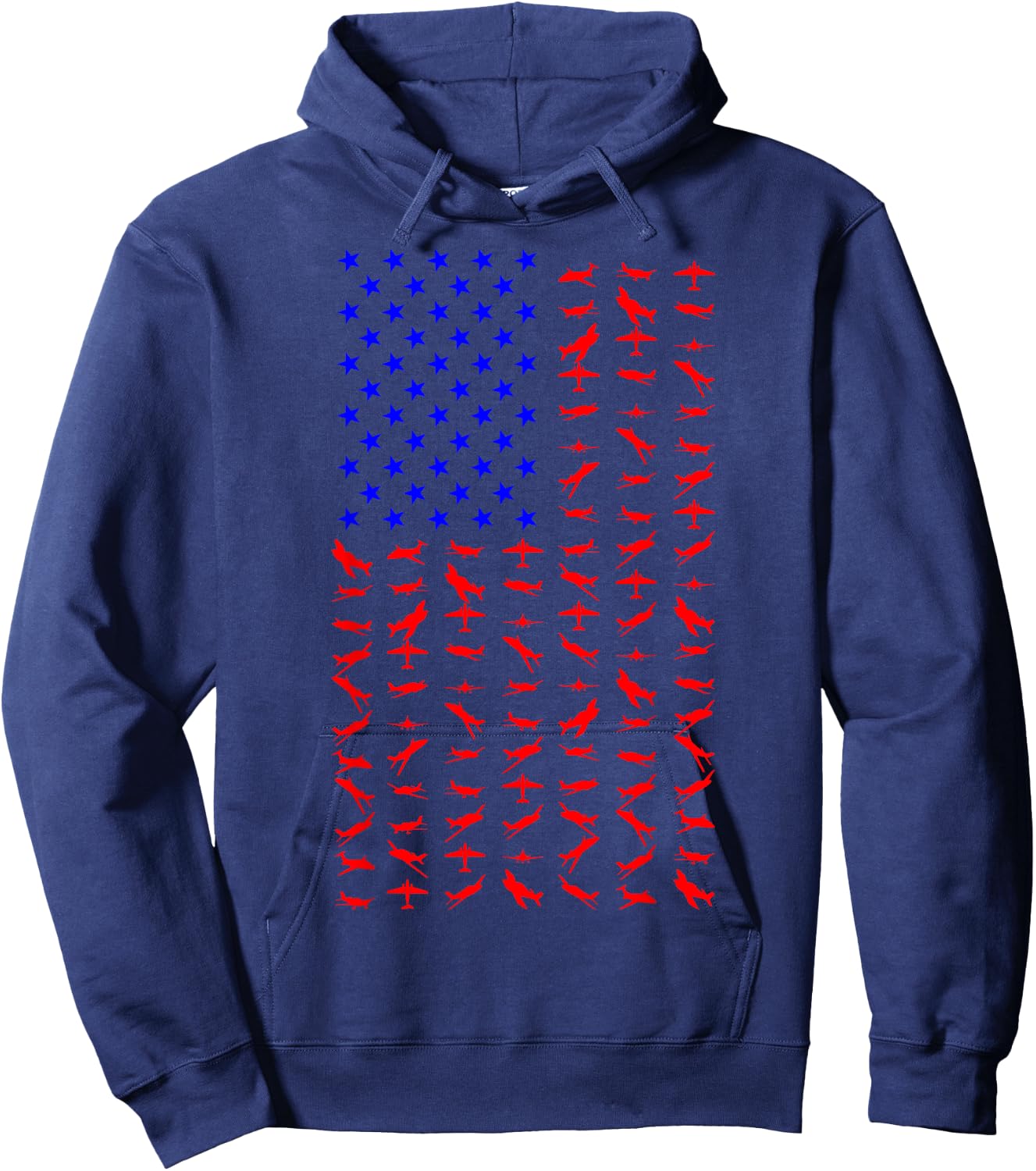 Airplane US Flag American Independence Day 4th Of July Hoodie - Hoodie | Navy