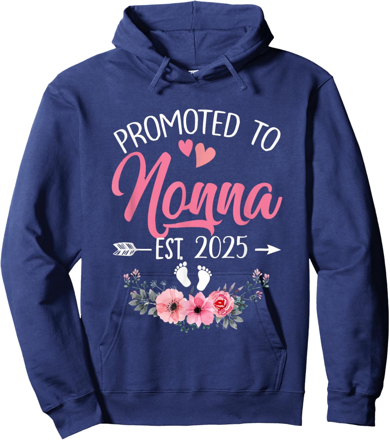 Promoted To Nonna Est 2025 Mothers Day First Time Hoodie - Hoodie | Navy
