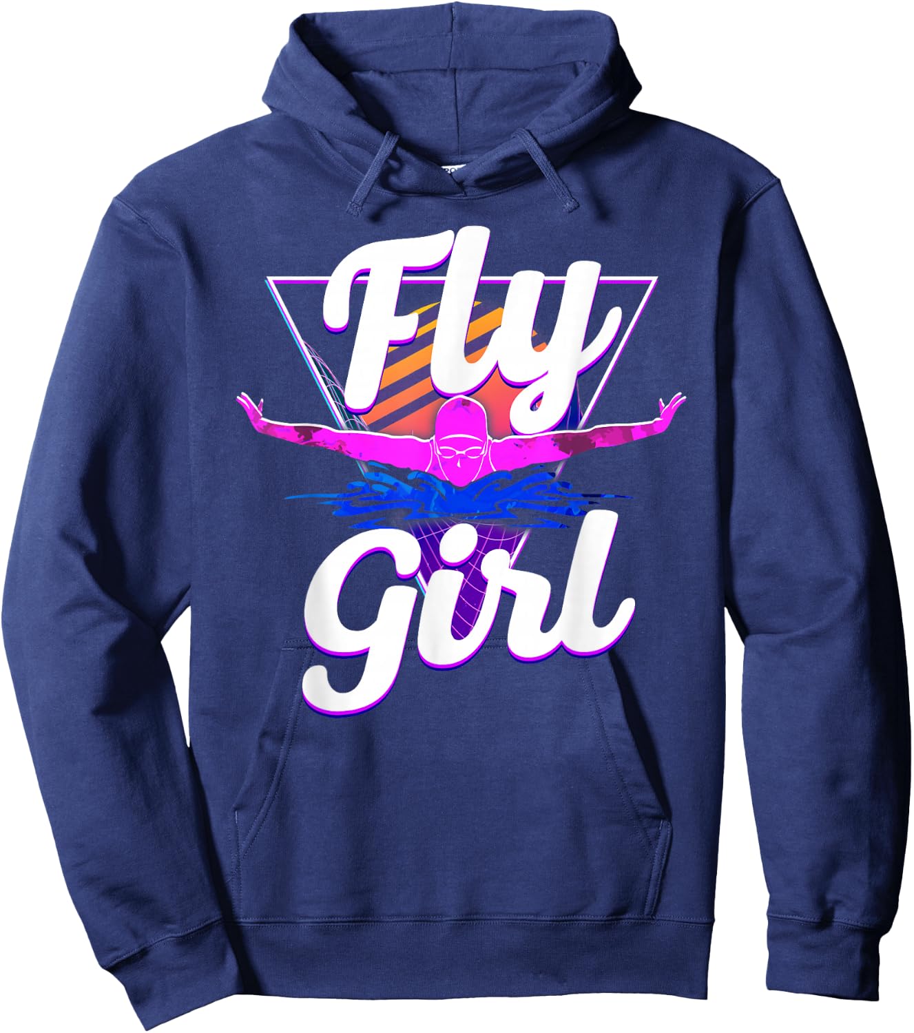 Swimmer Swim Fly Girl Butterfly Swimming 80'S Vaporwave Hoodie - Hoodie | Navy