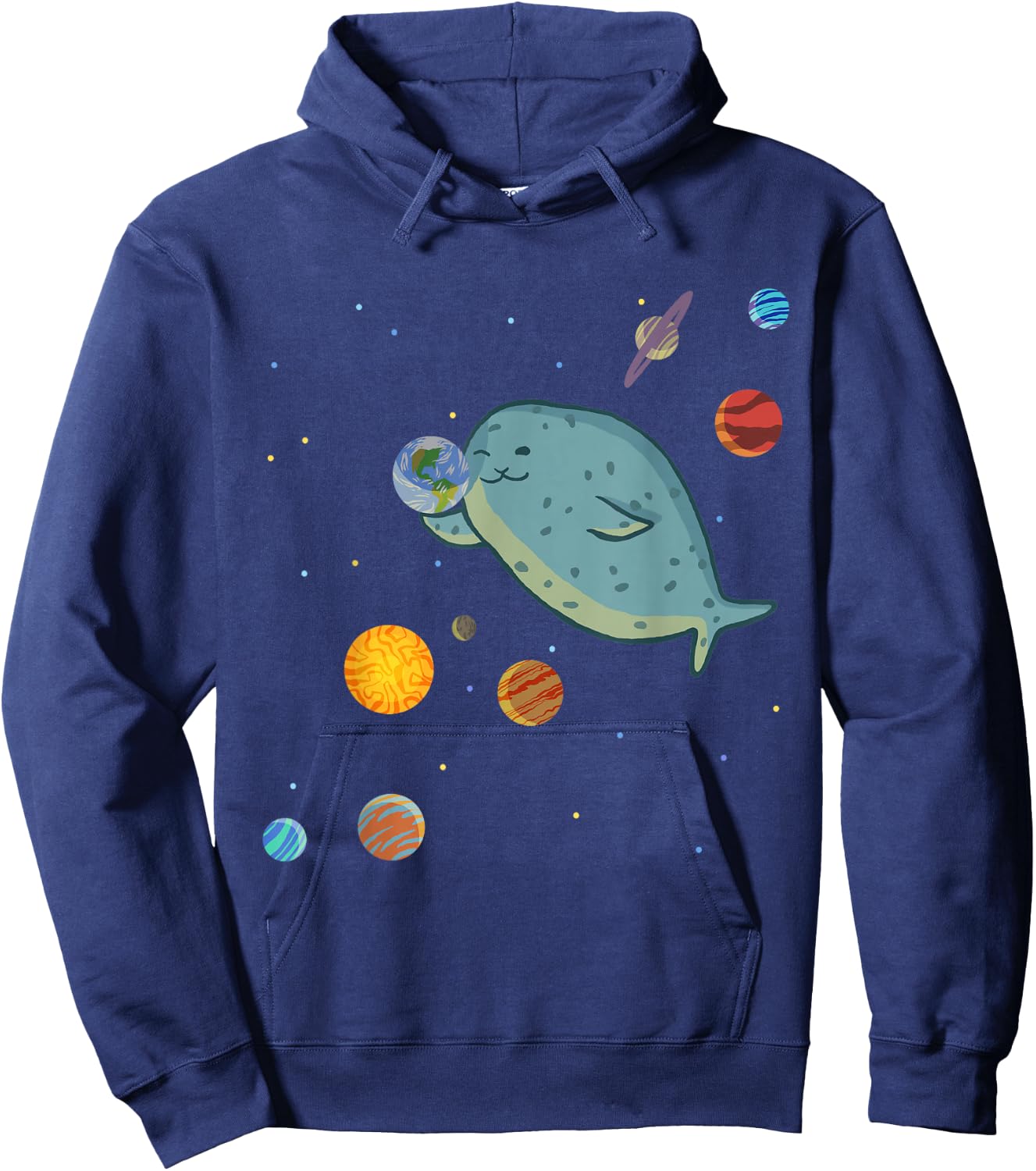 Space Seal Exploring the Planets, Stars, and Solar System Hoodie - Hoodie | Navy