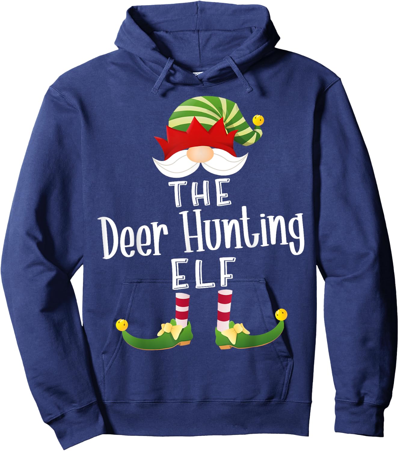 Deer Hunting Elf Group Christmas Funny Pajama Party Hoodie - Hoodie | Navy