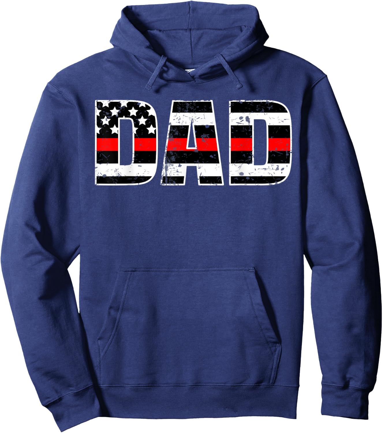 Firefighter Dad Shirt Thin Line In Red Daddy Father Shirt Hoodie - Hoodie | Navy