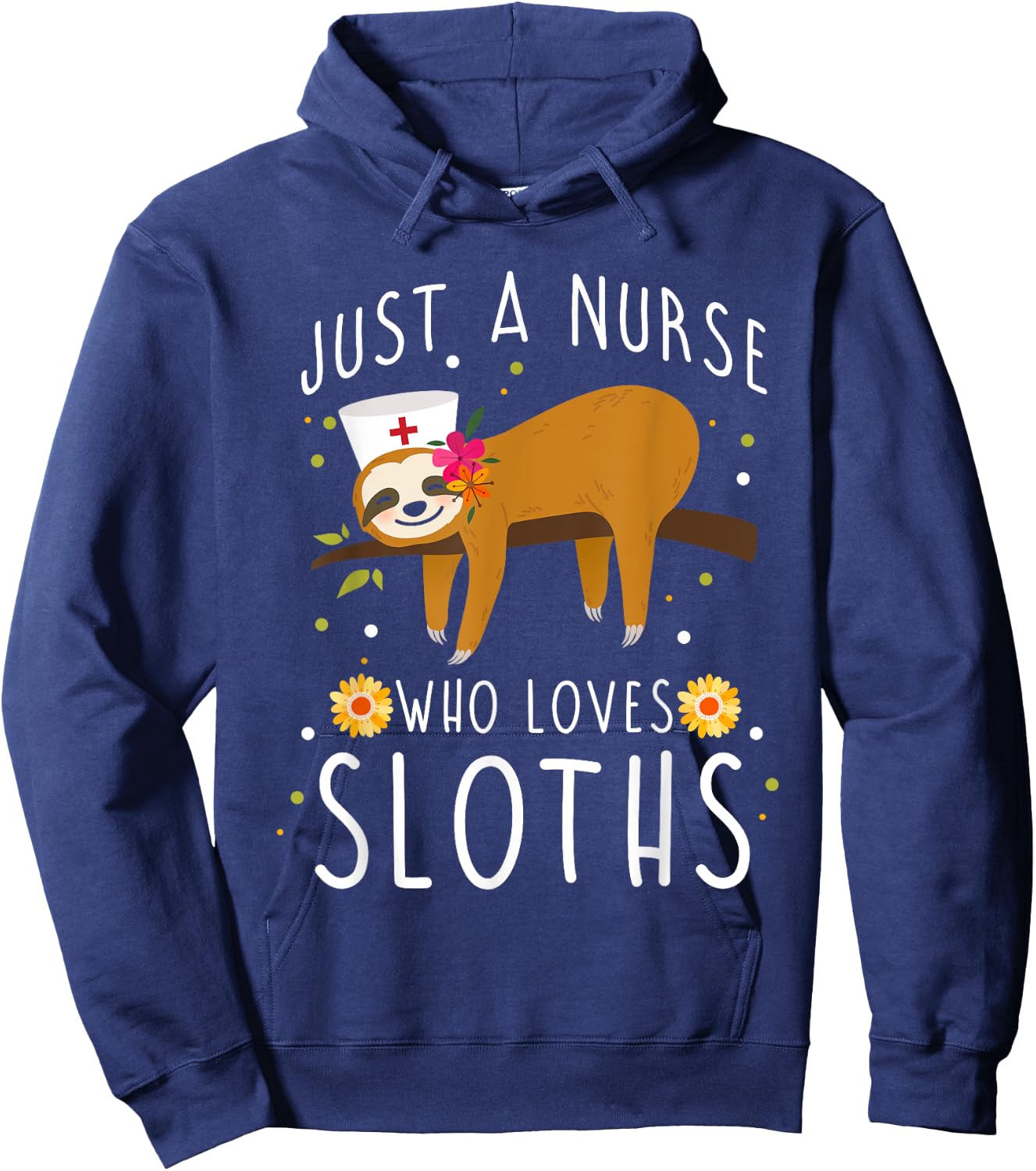 Cute Animal Sloth Lover Women Girls Medical Nurse Hoodie - Hoodie | Navy