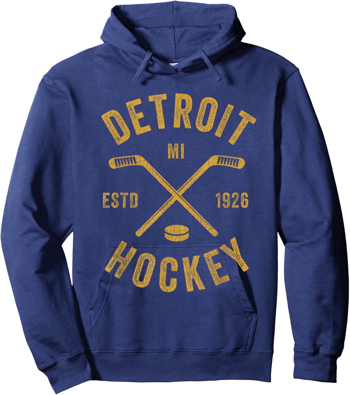Vintage Detroit MI Ice Hockey Sticks Detroit Hockey Hoodie - Hoodie | Navy