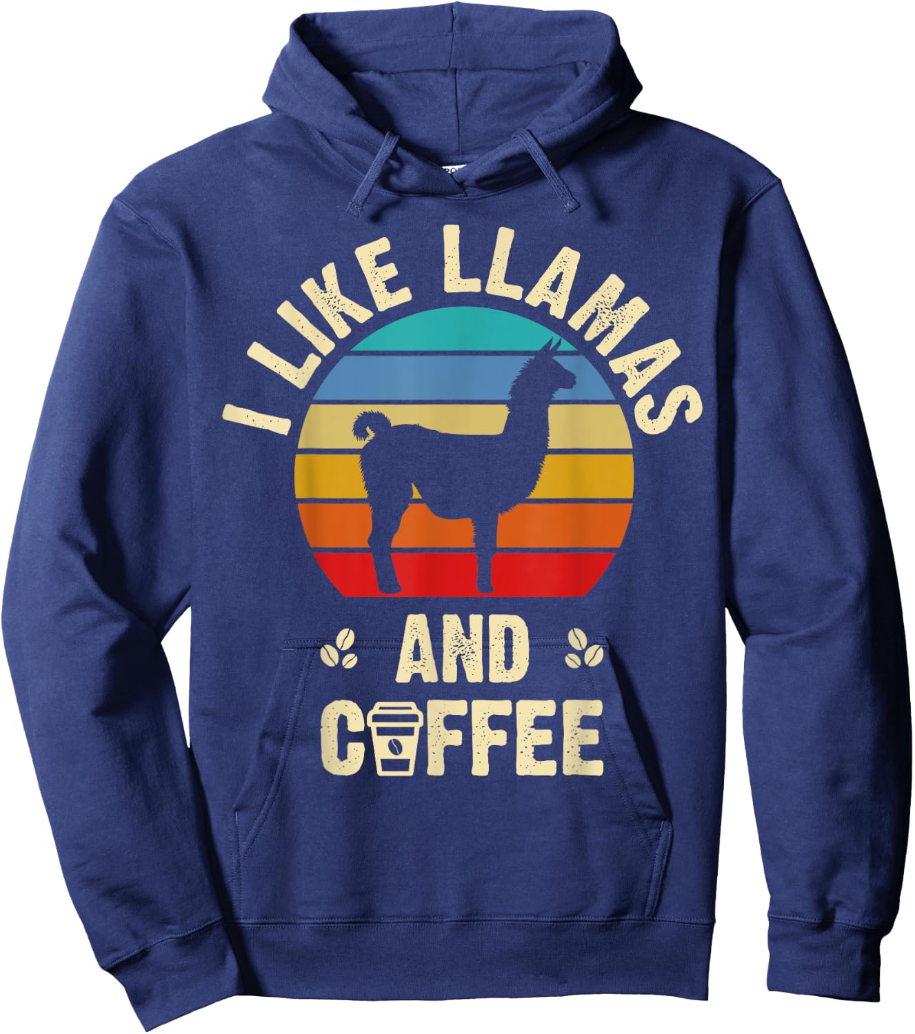 I like Llamas & Coffee Funny vintage llama theme lover Hoodie - Hoodie | Navy