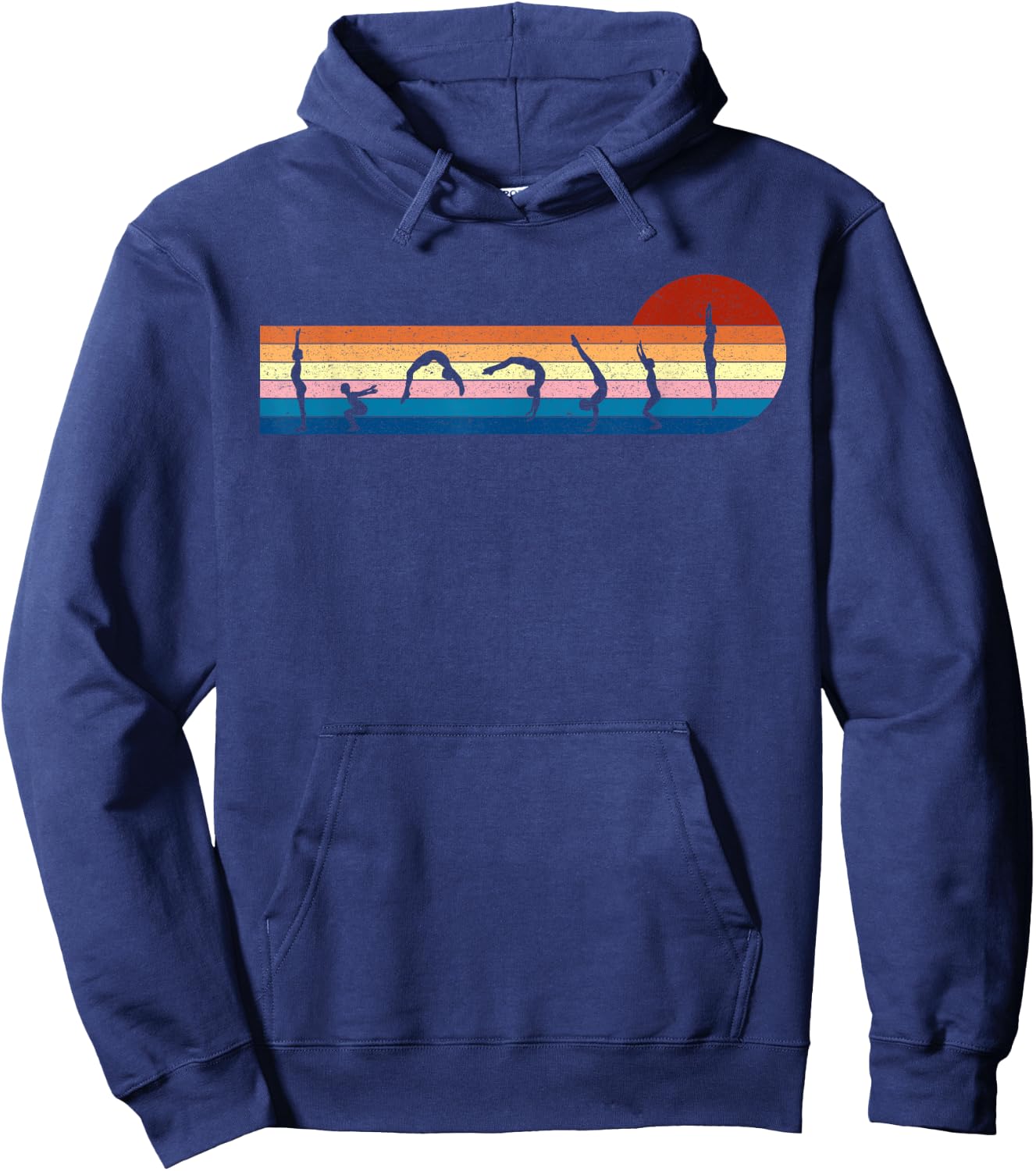 Gymnastics Vintage Retro Sunset Silhouette, Cool Gymnast Hoodie - Hoodie | Navy