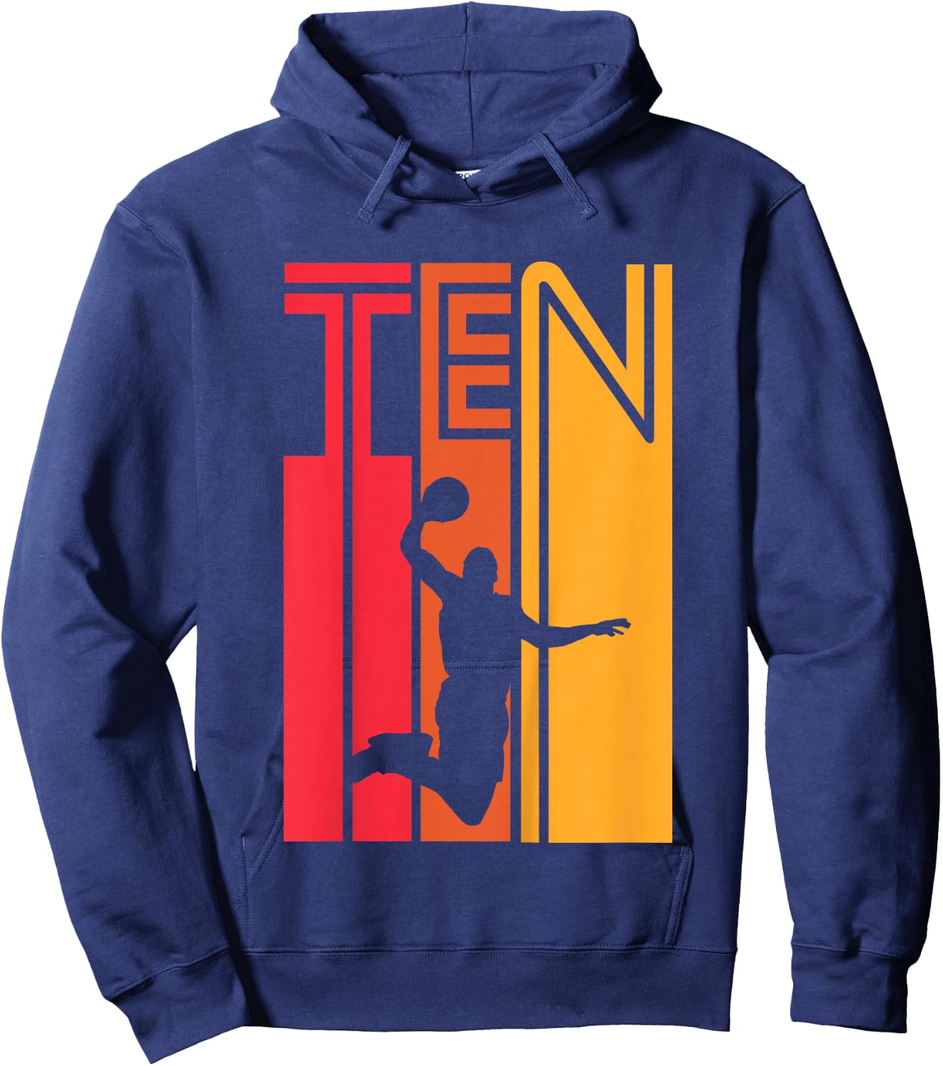 10th Birthday Basketball Lover Gift 10 Years Old Retro Hoodie - Hoodie | Navy
