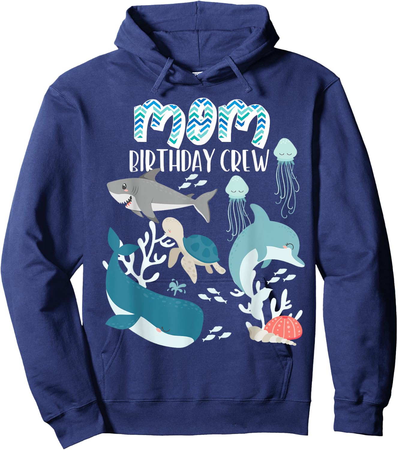 Mom of the Birthday Boy Ocean Sea Animals Birthday Party Hoodie - Hoodie | Navy
