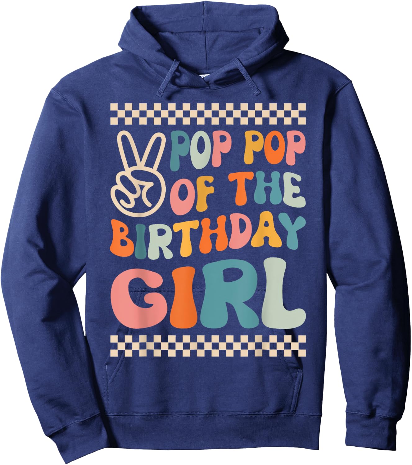 Pop Pop Of The Birthday Girl Groovy Themed Family Matching Hoodie - Hoodie | Navy