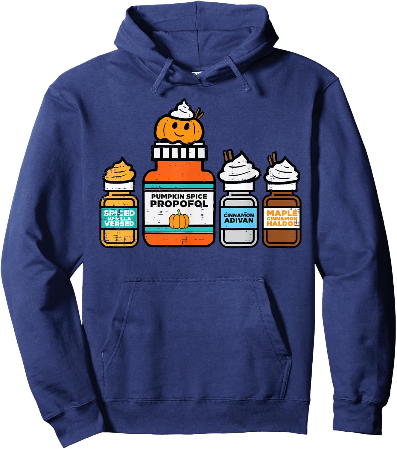 Halloween Nurse Pumpkin Spice Propofol Costume Scrub Top Hoodie - Hoodie | Navy