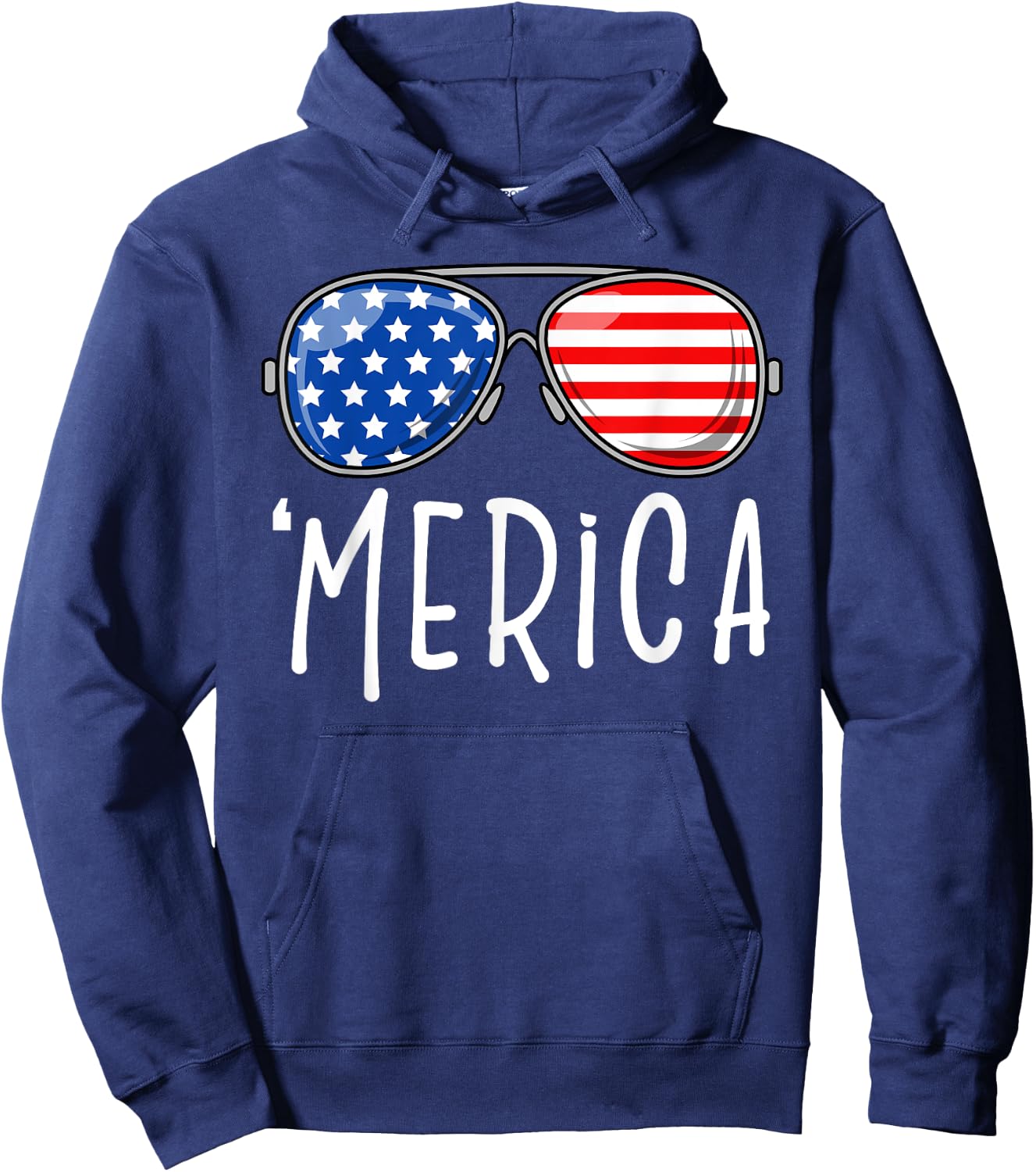 Merica Sunglasses | USA Flag 4th Of July Costume Women Kids Men Hoodie - Hoodie | Navy