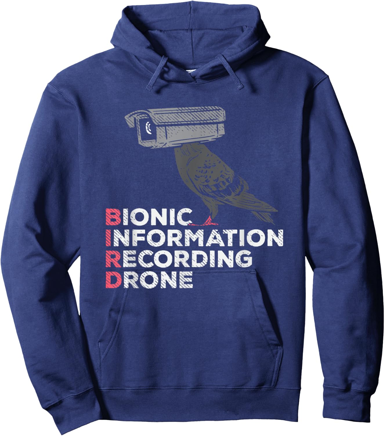 Funny Conspiracy Theories Pigeons are not real, conspiracy theory , Black, Small, Short Sleeve, Classic Fit Hoodie - Hoodie | Navy