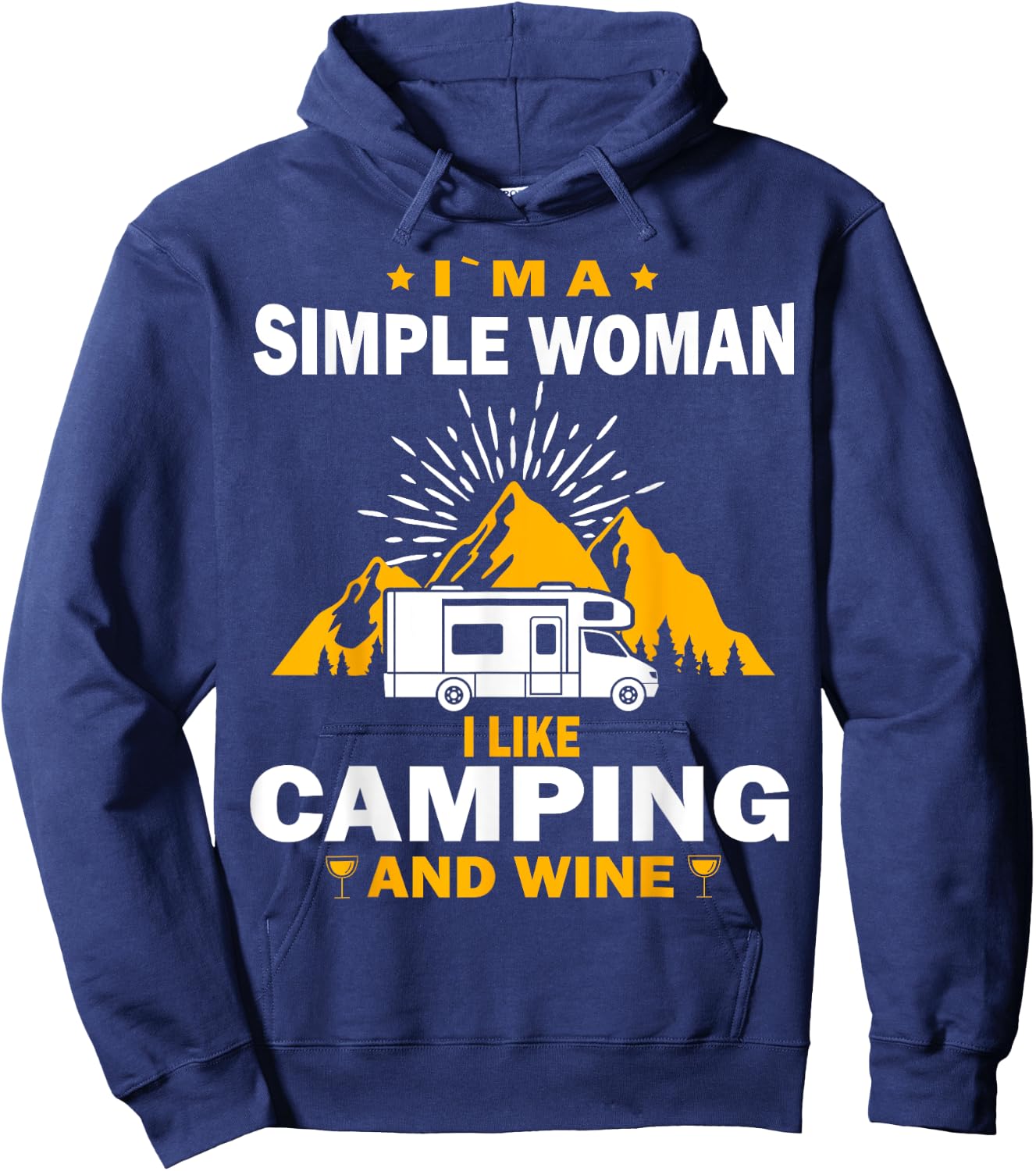 camping drinking vacation motorhome Camping and wine Hoodie - Hoodie | Navy