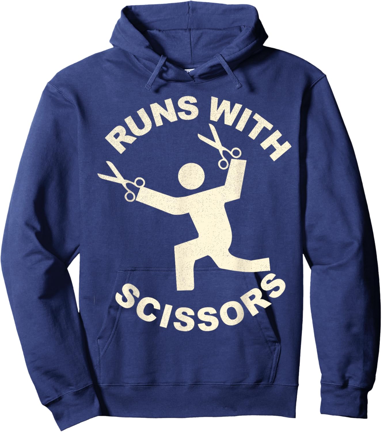 Runs with Scissors Funny Dangerous Stick Figure Hoodie - Hoodie | Navy