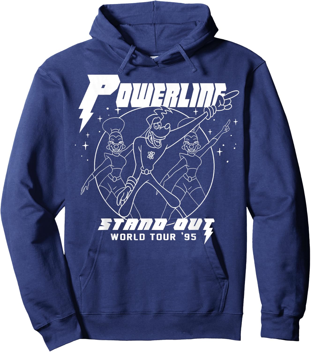 Disney A Goofy Movie Powerline World Tour Outline Poster Hoodie - Hoodie | Navy