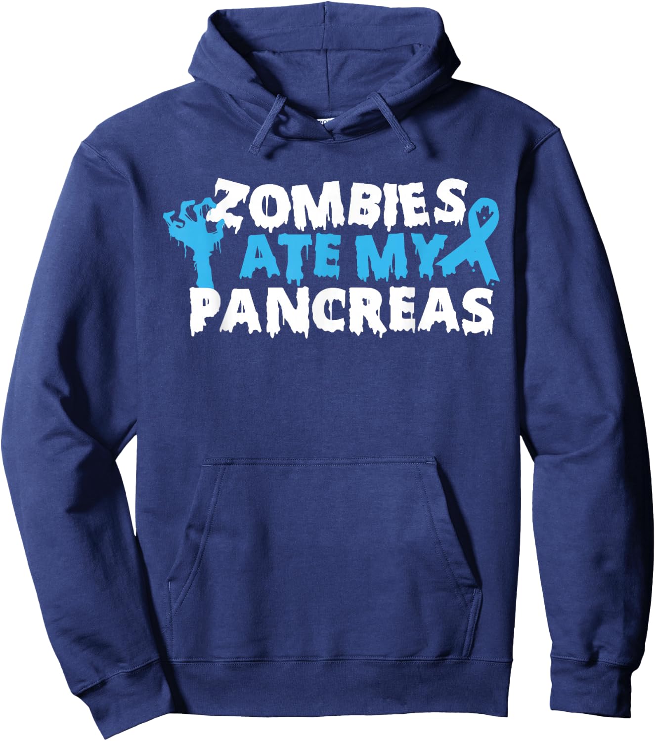 Type 1 Diabetes Awareness Zombies Ate My Pancreas Halloween Hoodie - Hoodie | Navy