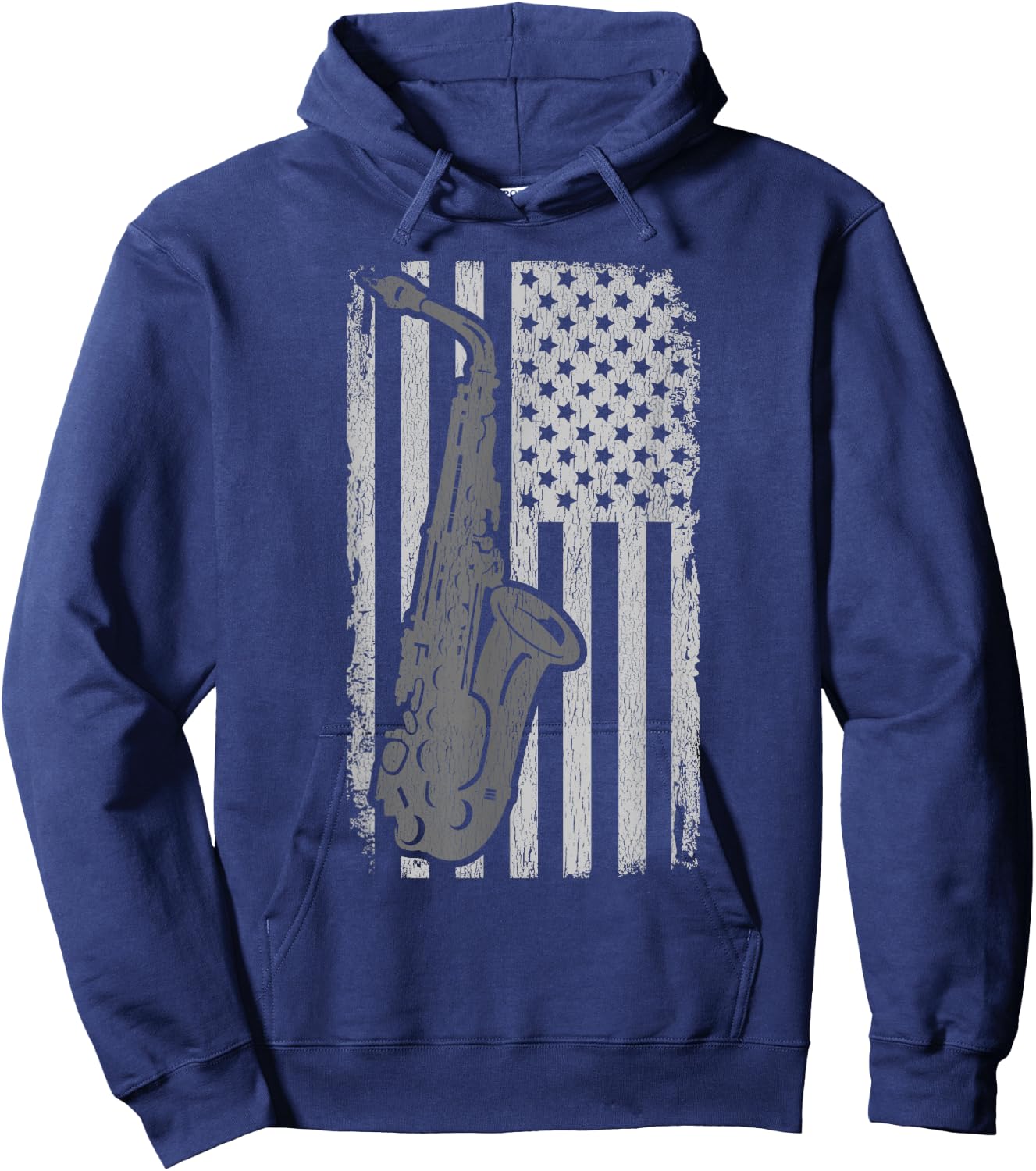 Vintage American Flag Saxophone Funny Sax Music Player Gifts Women Kids Men Hoodie - Hoodie | Navy