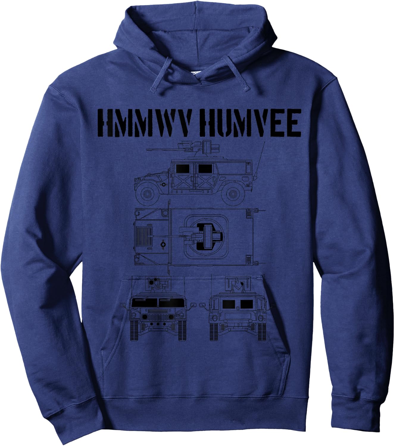 Humvee Military Combat Vehicle Schematic HMMWV Humvee Hoodie - Hoodie | Navy
