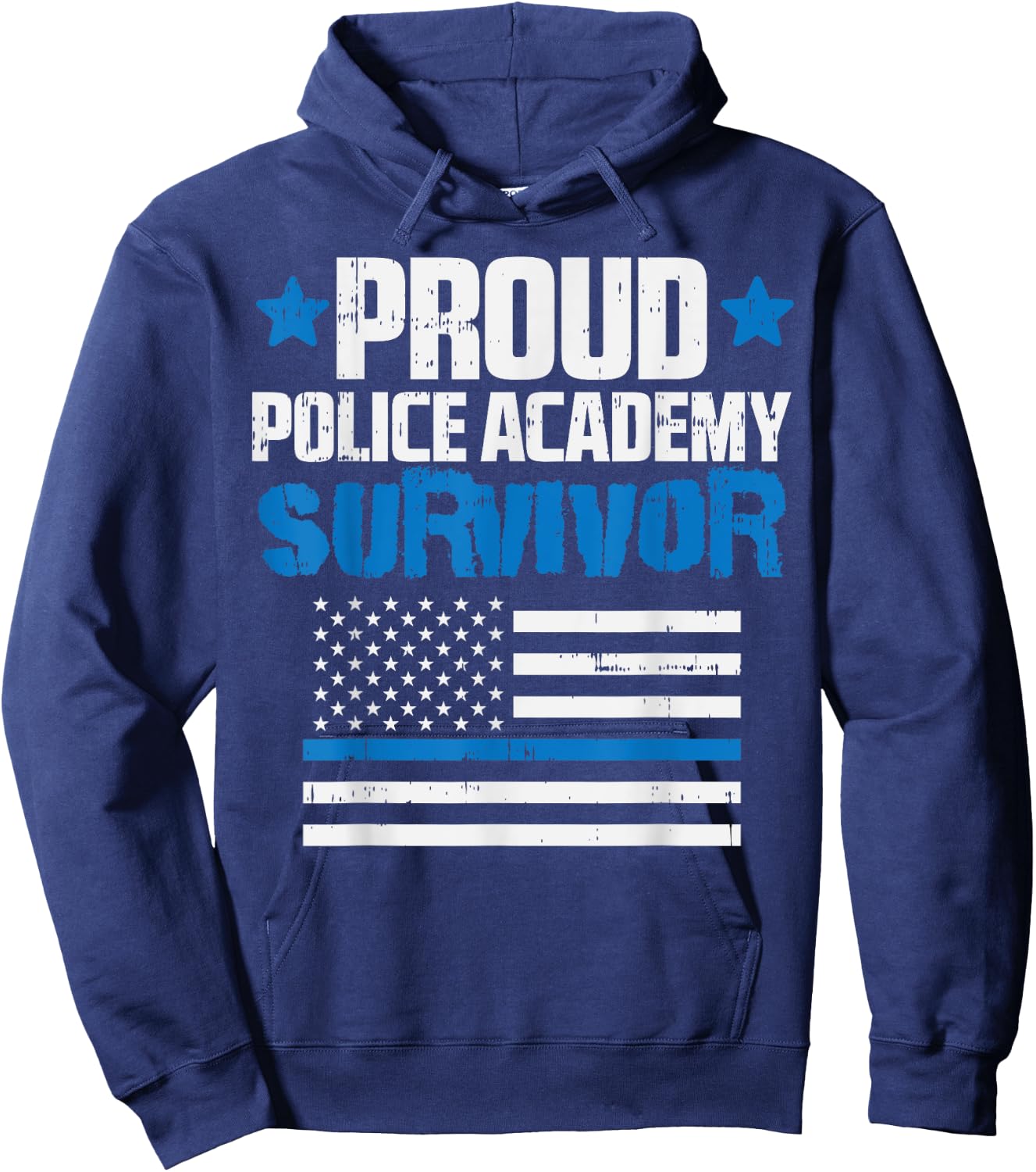 Proud Police Academy Survivor US Flag Thin Blue Line Gift Hoodie - Hoodie | Navy