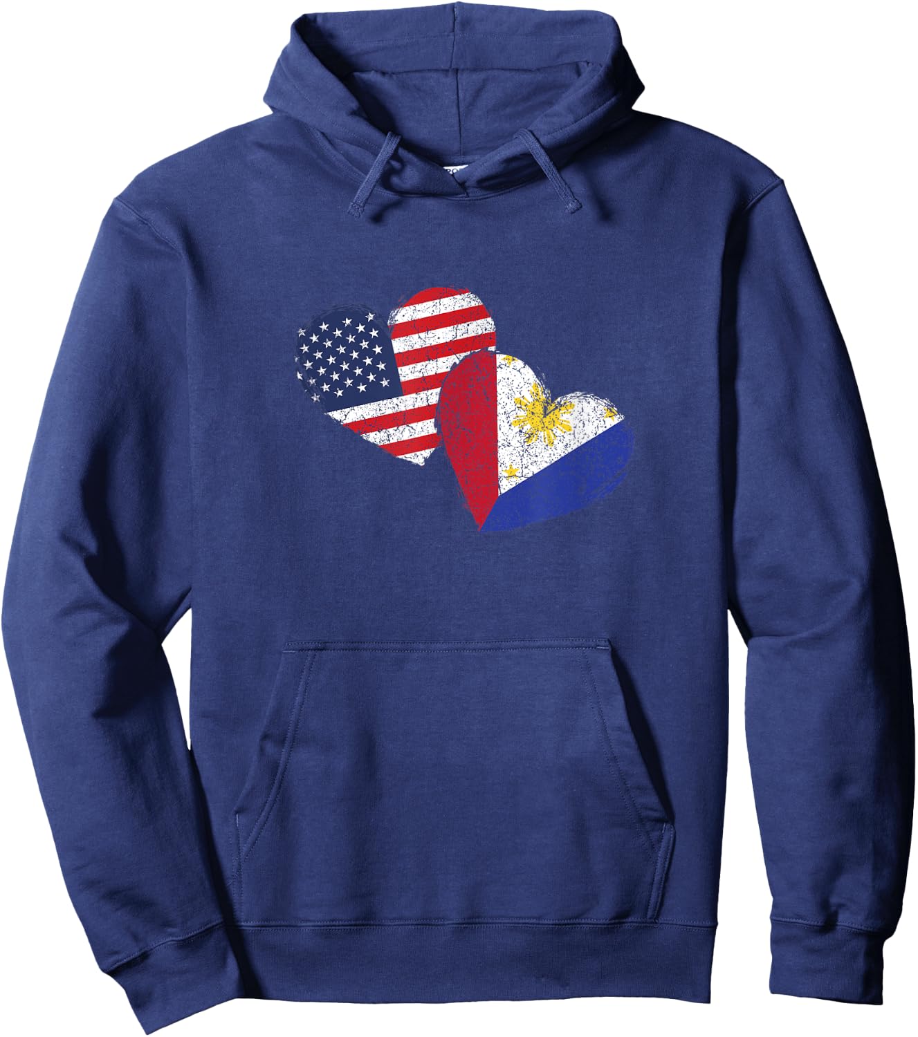 USA Philippine Heart Country Flag American Filipino Pinoy Hoodie - Hoodie | Navy