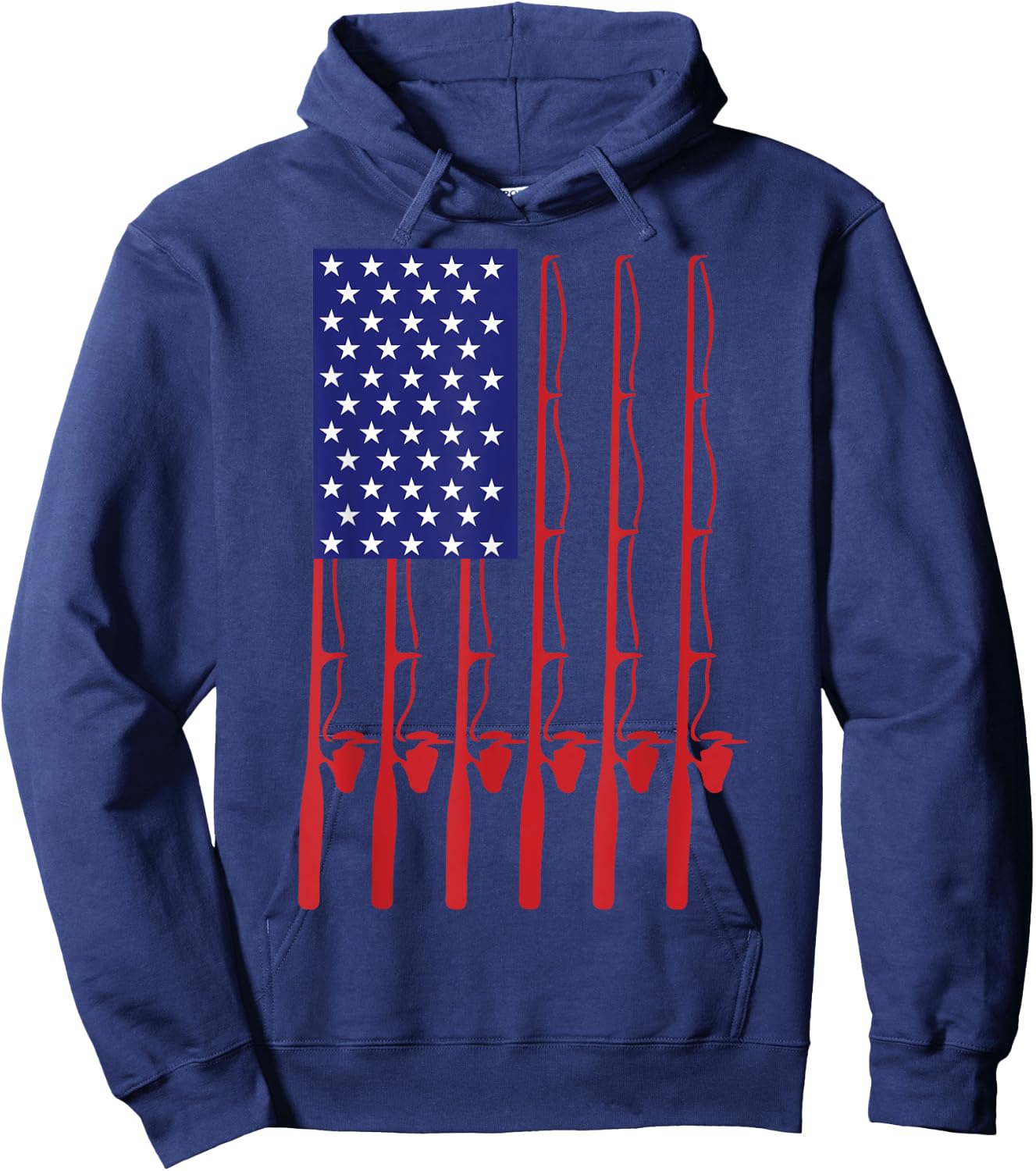 Fathers Day Fishing flag Fishing Hoodie - Hoodie | Navy