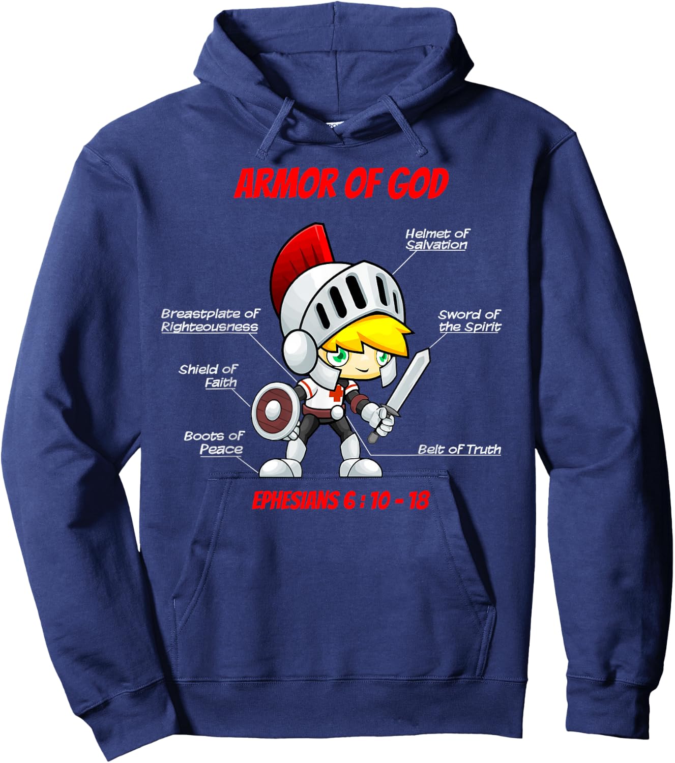 Ephesians 6 Armor of God Christian Bible Verse Hoodie - Hoodie | Navy