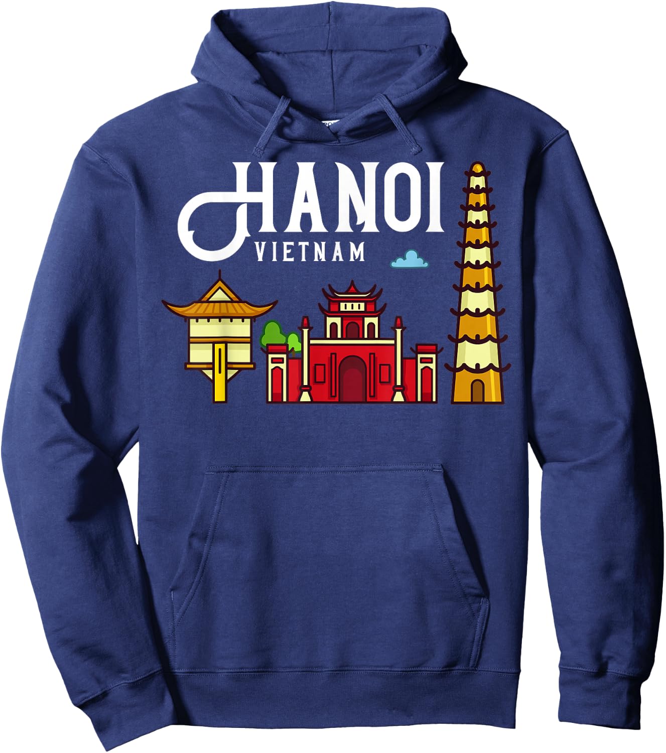 Hanoi Vietnam City Skyline Map Travel Hoodie - Hoodie | Navy