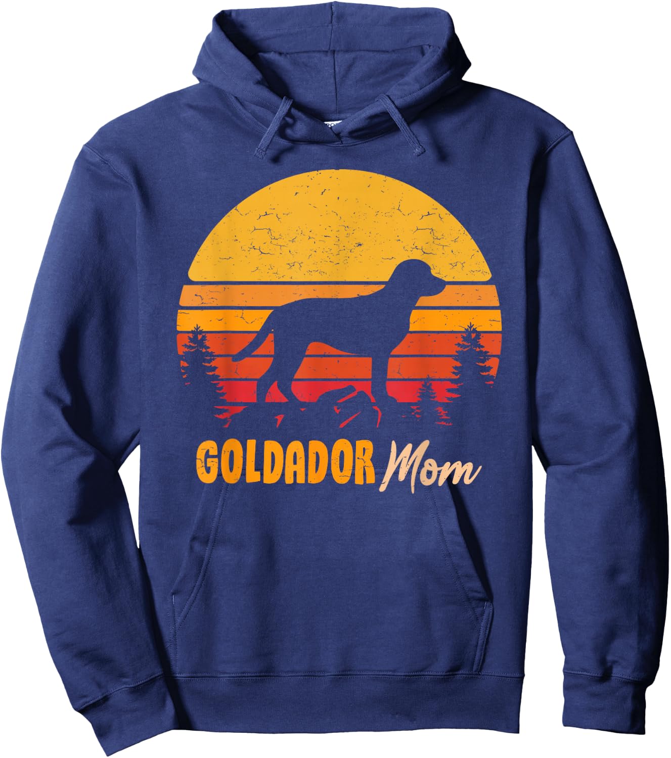 Goldador Mom Mom Vintage Retro Dog Woman Gift Hoodie - Hoodie | Navy