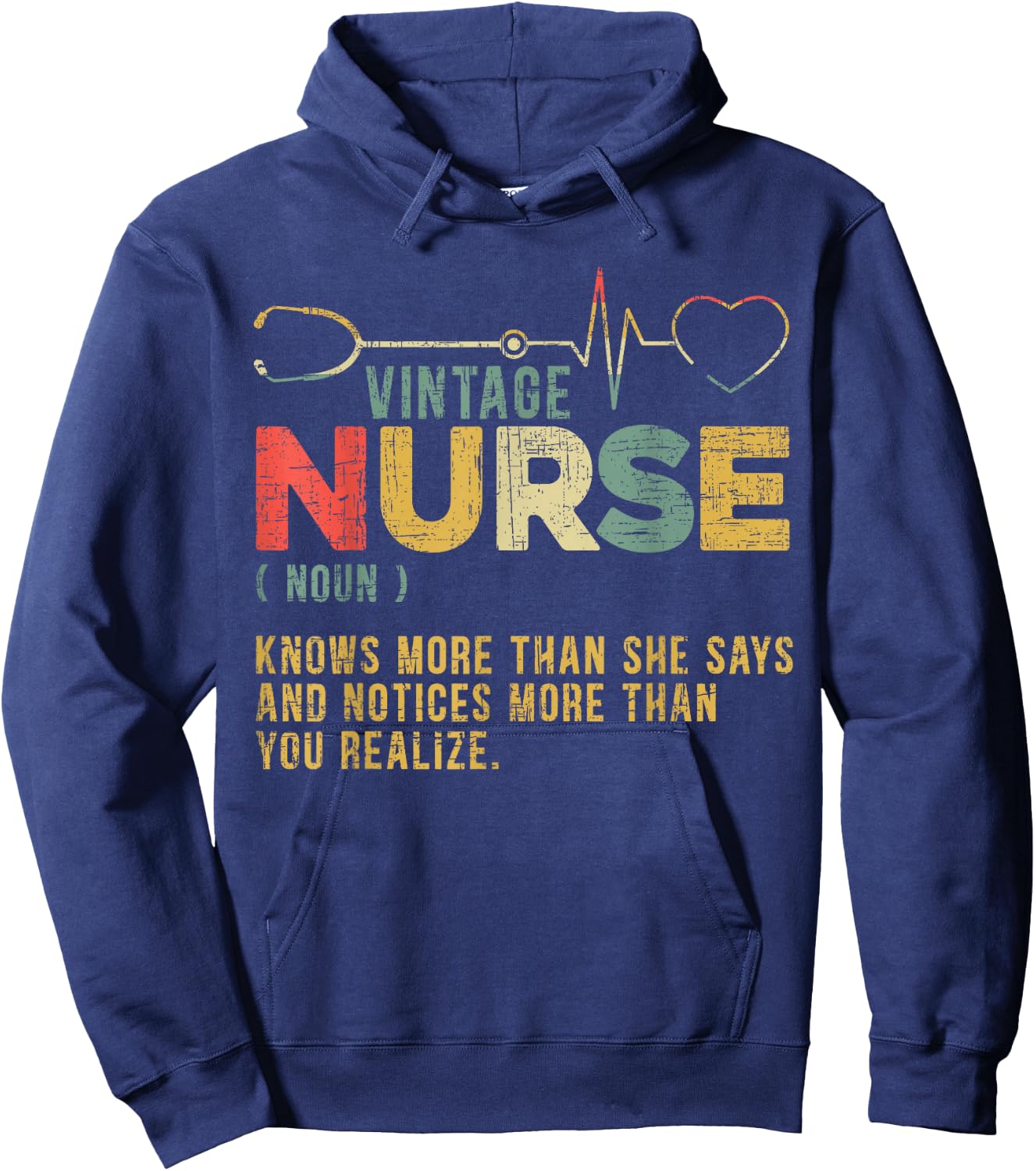 Vintage Nurse Definition Hospital Medical Registered Nursing Hoodie - Hoodie | Navy