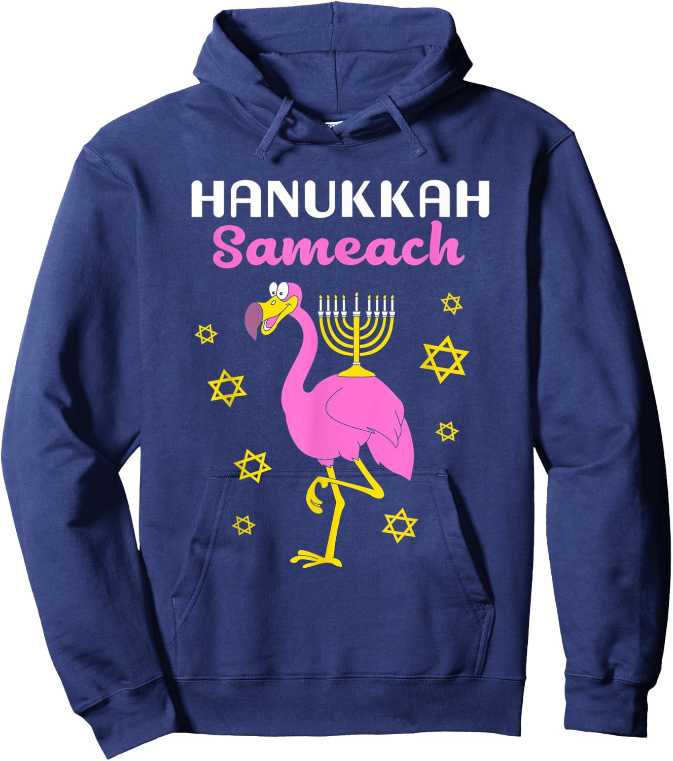 Hanukkah Flamingo Hanukkah Sameach Hoodie - Hoodie | Navy
