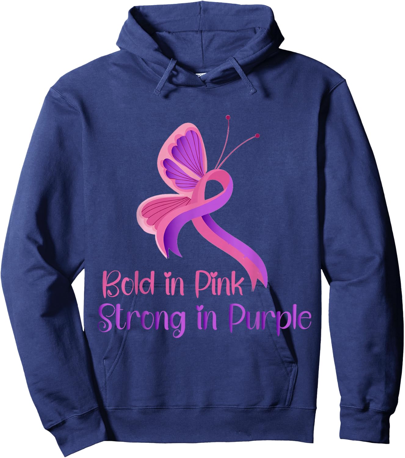Bold in Pink Strong Purple Violence Breast Cancer Awareness Hoodie - Hoodie | Navy
