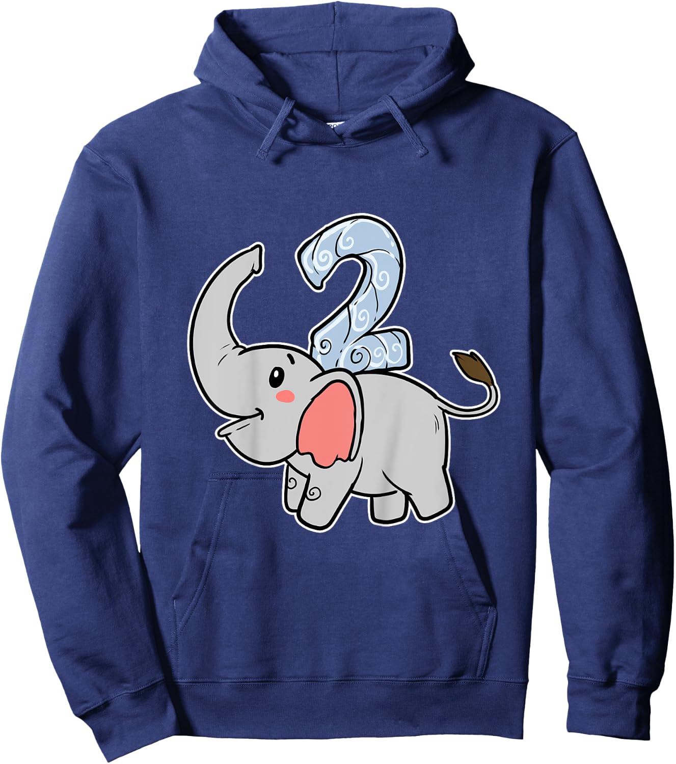 Happy Birthday Party 2 Two Years Elephant Second Year Birth Hoodie - Hoodie | Navy