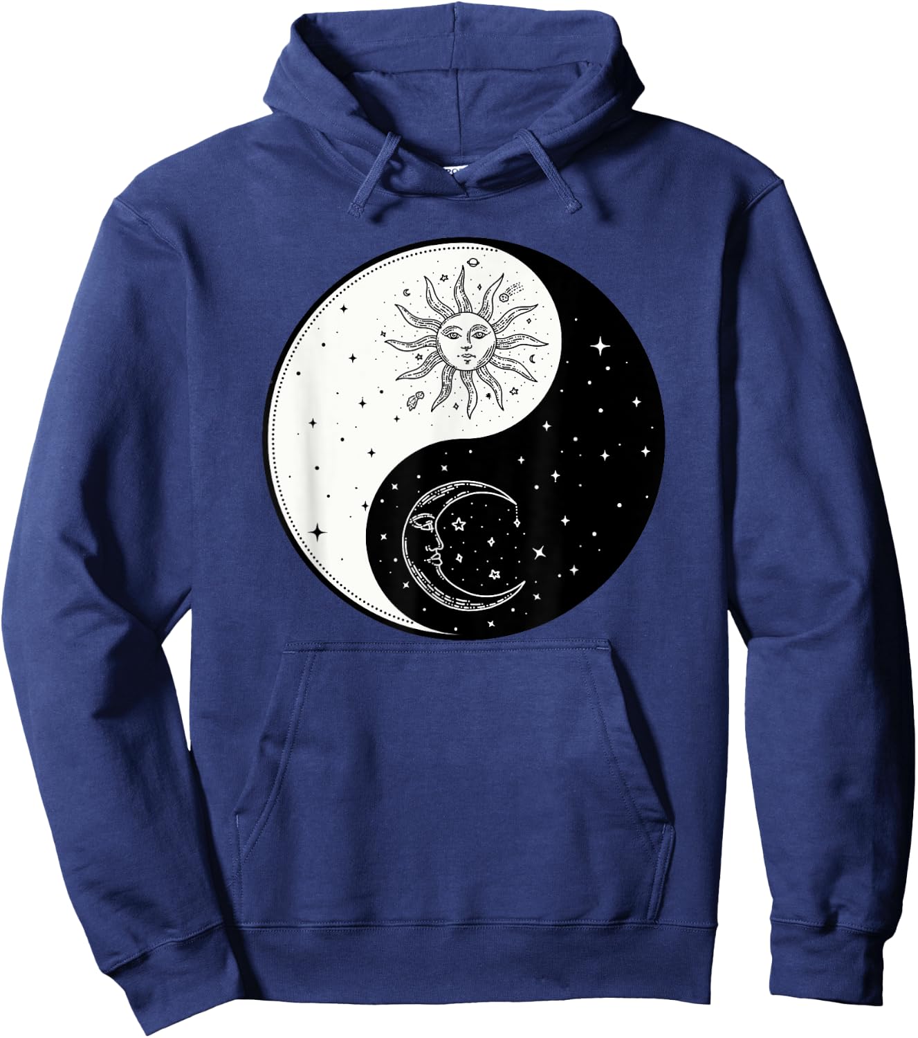 Sun Moon Ying Yang Vintage Yoga Zen Spiritual Mystical Hoodie - Hoodie | Navy
