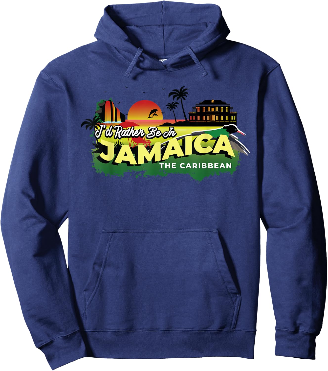 I'd Rather Be In Jamaica The Caribbean - Vintage Souvenir Hoodie - Hoodie | Navy