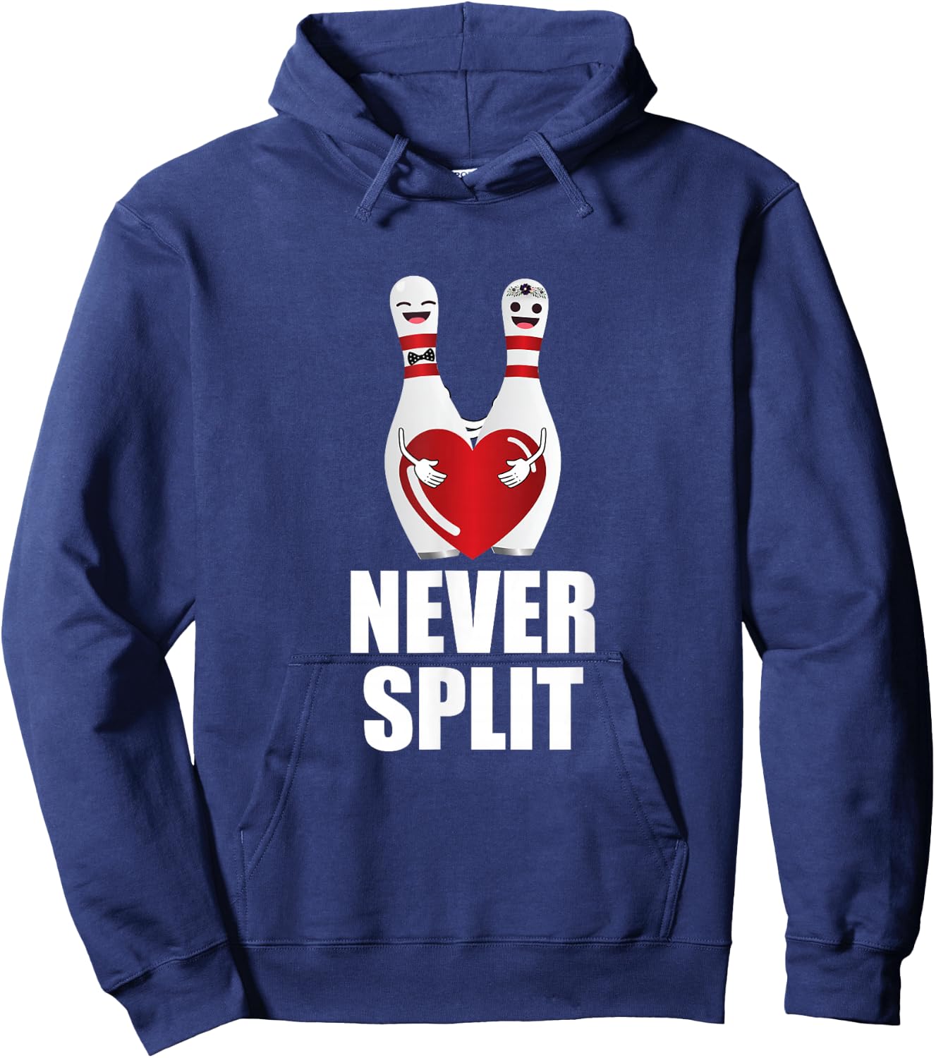 Never Split Bowling Pins Valentine's Day Couples Matching Hoodie - Hoodie | Navy