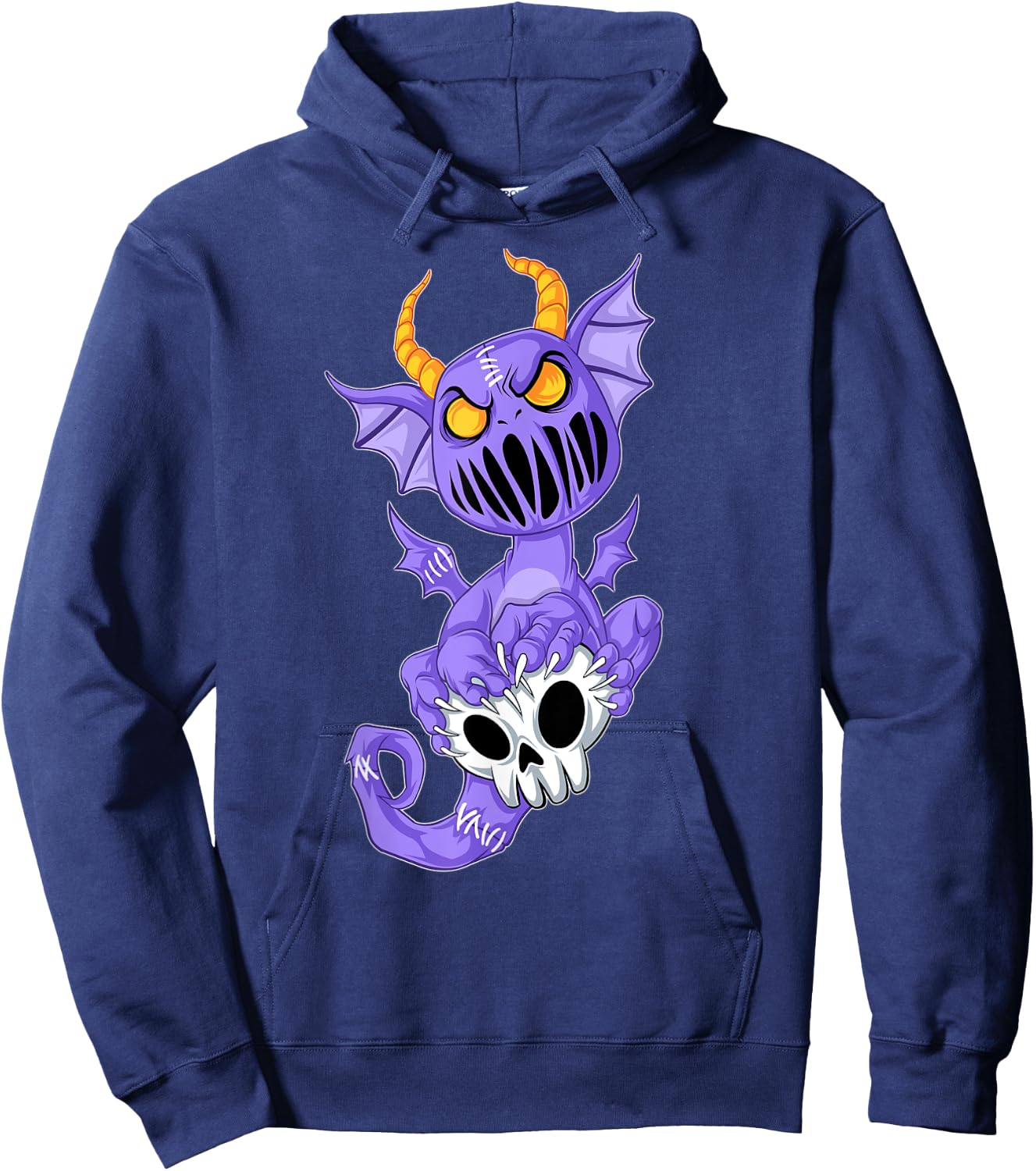 Kawaii Pastel Goth Cute Creepy Demon Dragon & Skull Hoodie - Hoodie | Navy