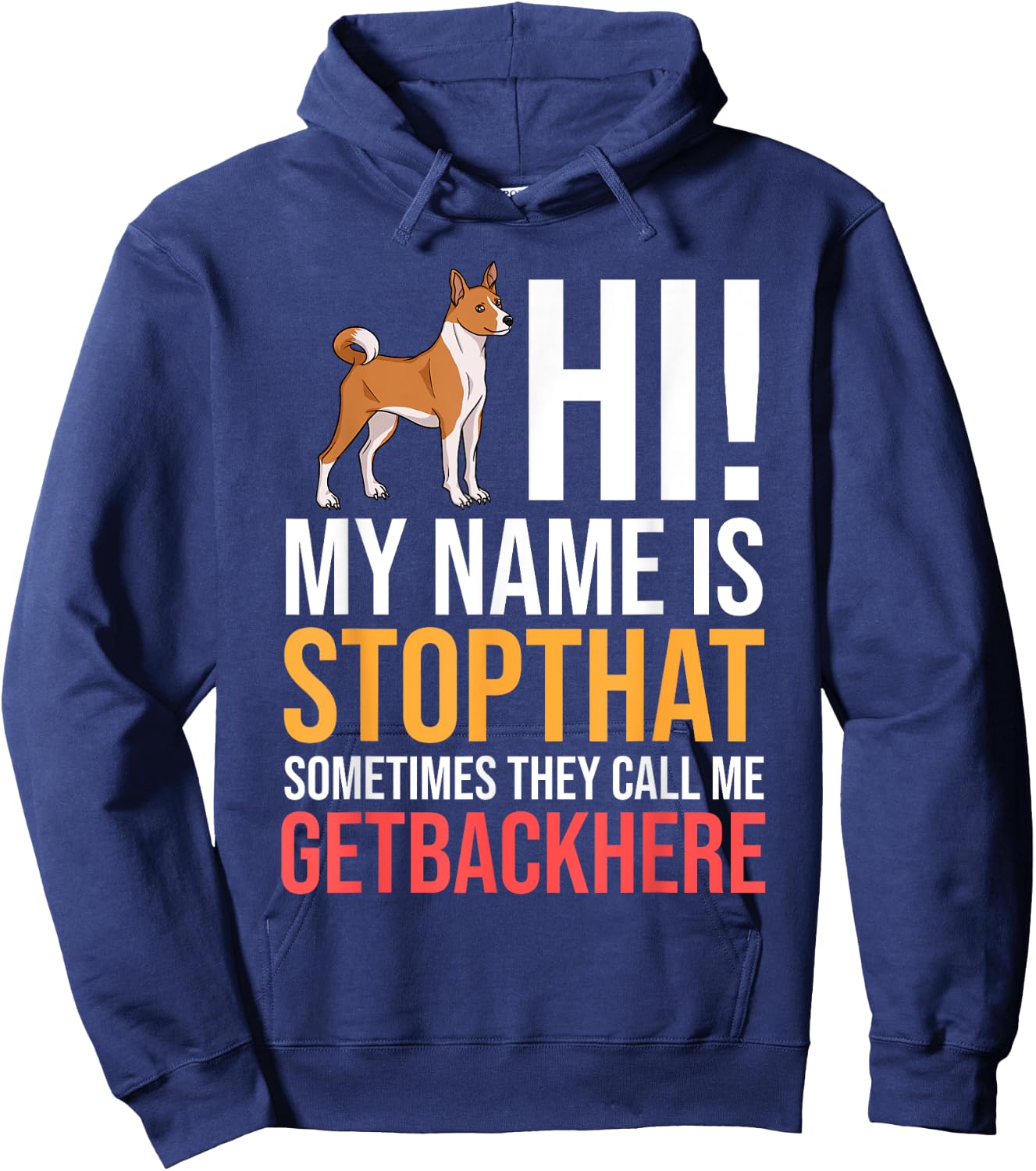 Basenji Dog Puppies Owner Lover Men Women Girls Kids Hoodie - Hoodie | Navy
