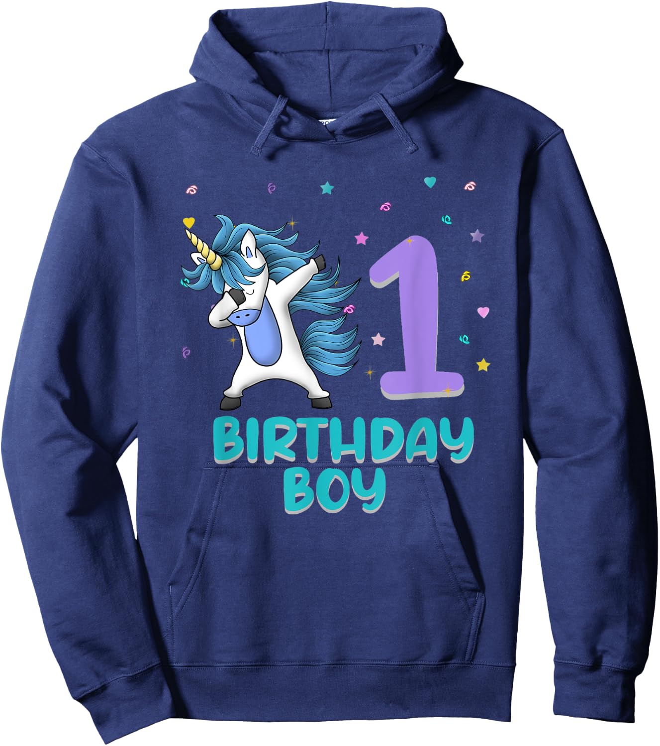 Unicorn 1st Birthday Boy Gift Love Funny Bday 1 Years Old Hoodie - Hoodie | Navy