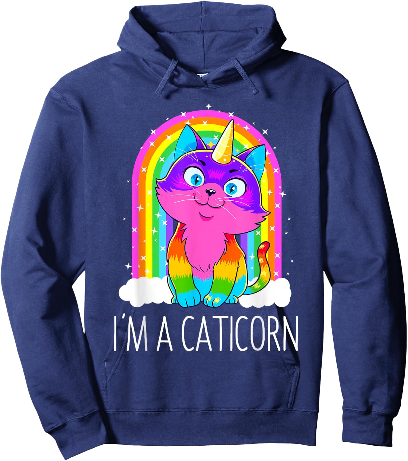 Caticorn Unicorn Cat Girls Women Rainbow Kitty Birthday Gift Hoodie - Hoodie | Navy