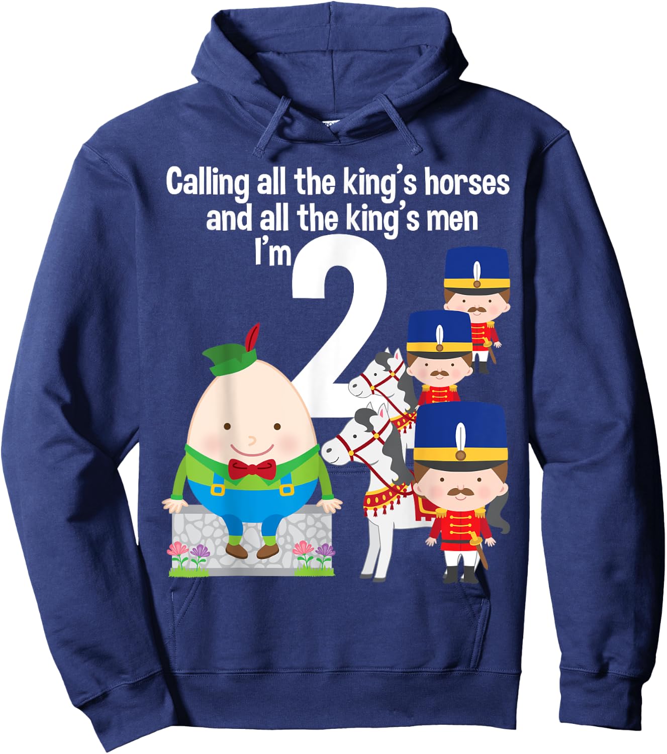 Toddler Kids Humpty Dumpty 2nd Birthday Party Nursery Song Hoodie - Hoodie | Navy