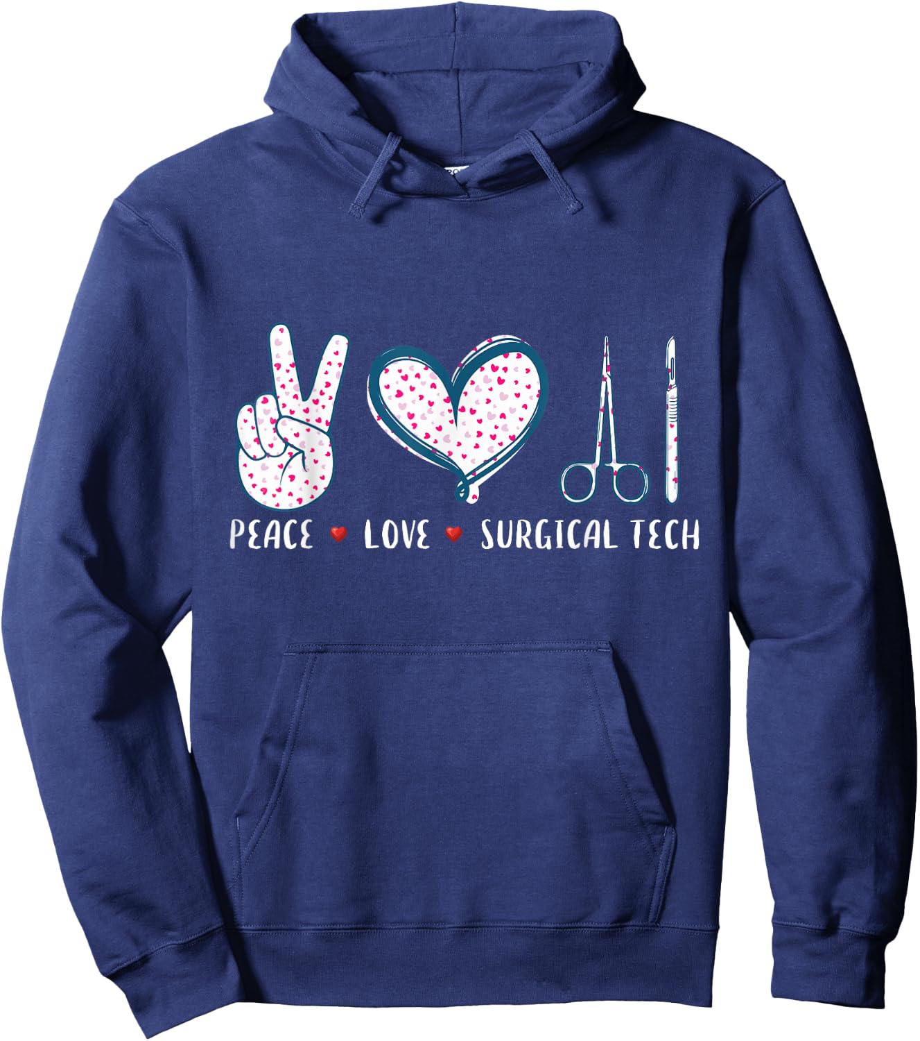 Peace Love Surgical tech Surgery Surgeon gifts women Hoodie - Hoodie | Navy