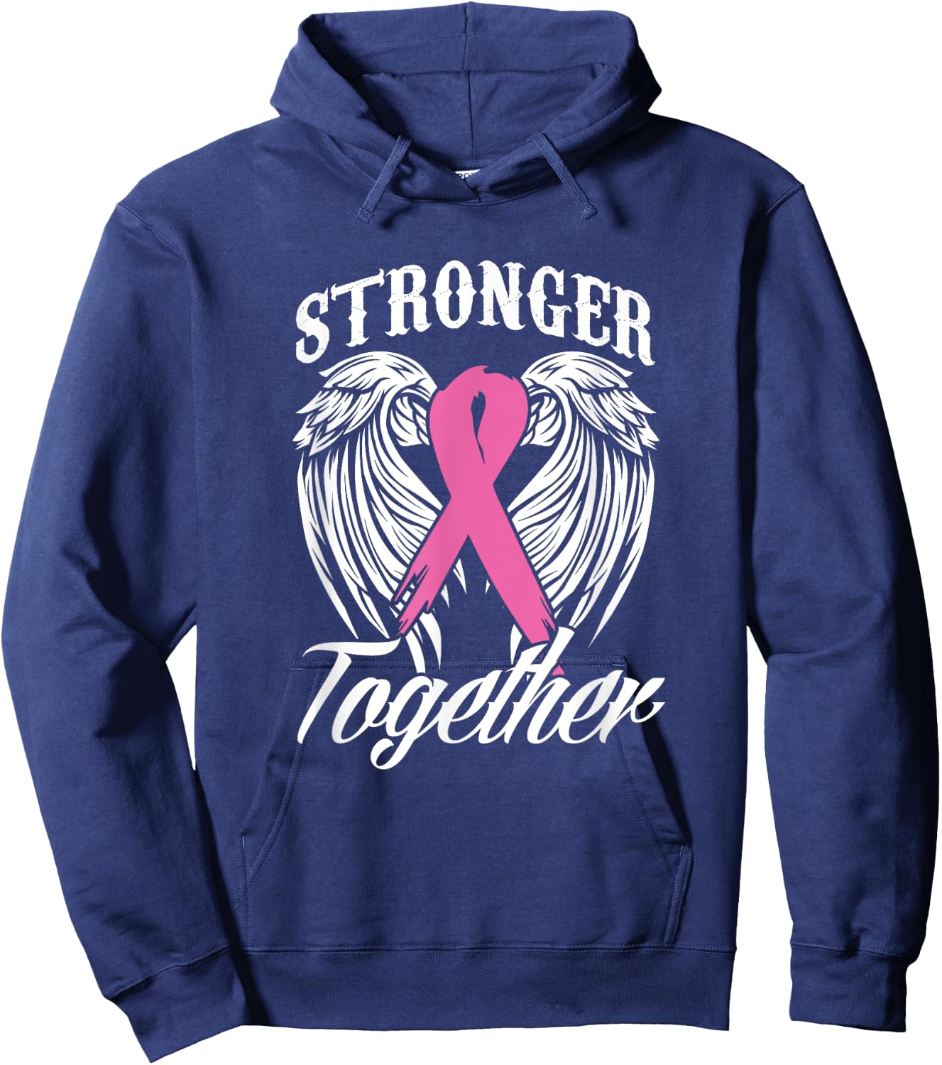Strengthen Breast Cancer Awareness Together Pink Ribbon Hoodie - Hoodie | Navy