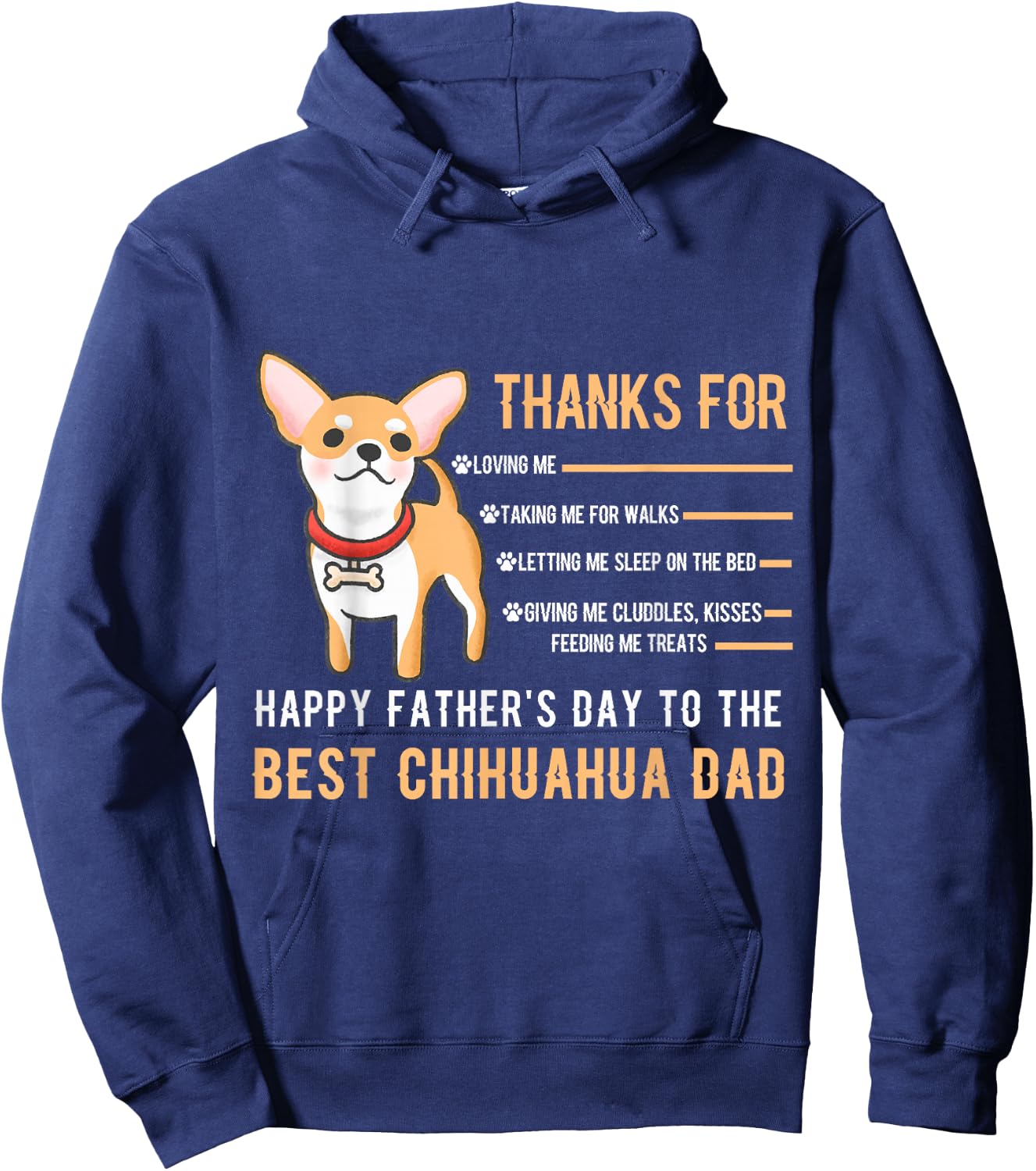 Happy Father's Day Best Chihuahua Dad Chihuahua Owner Paw Hoodie - Hoodie | Navy