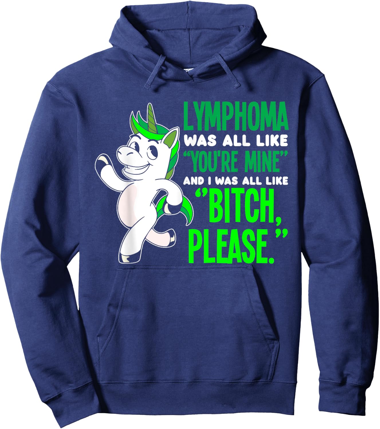 Unicorn Cancer Survivor Non-Hodgkin Lymphoma Awareness Hoodie - Hoodie | Navy