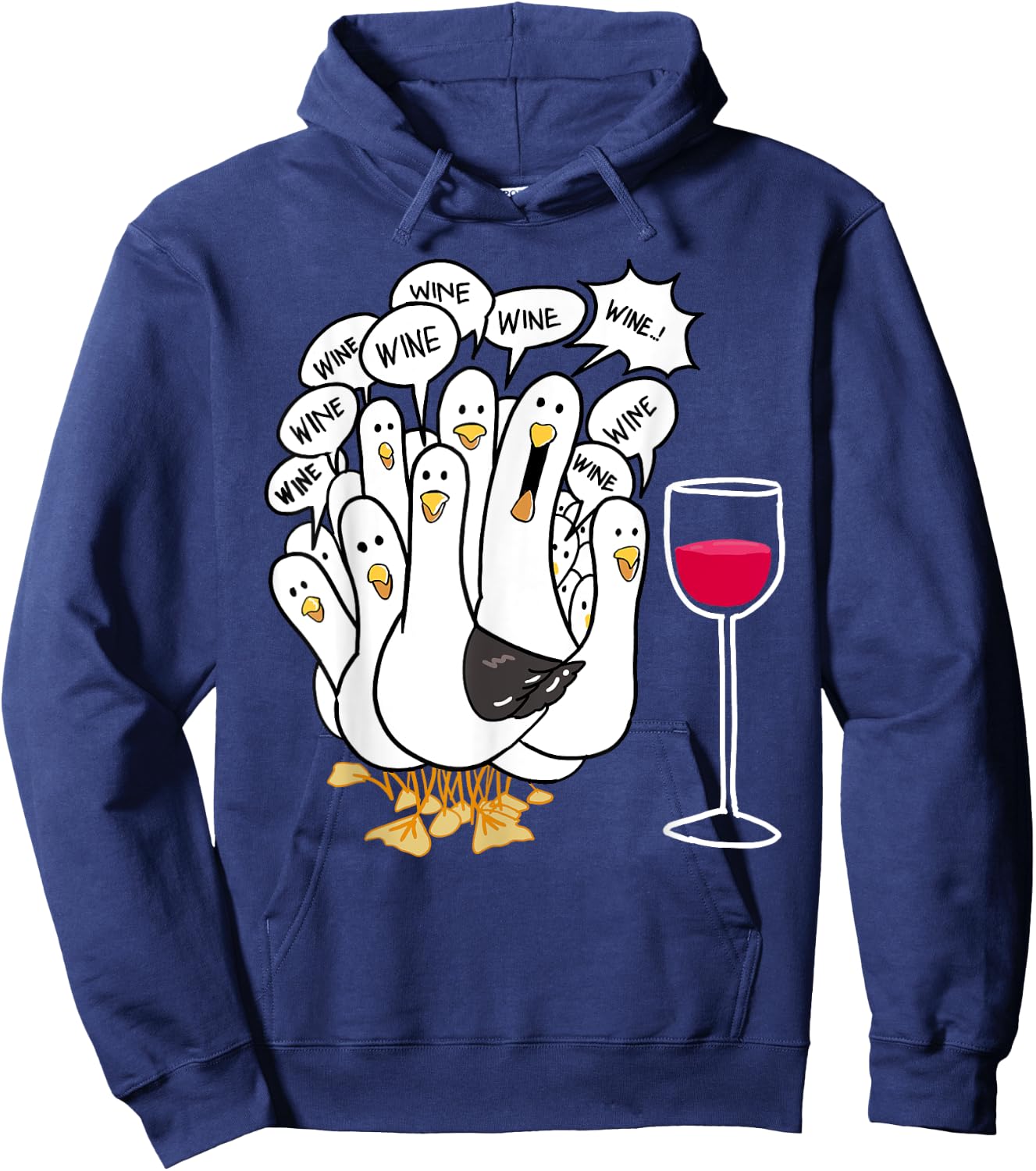 Seagull Wine Funny Bird Lover Drinking Enthusiast Women Gift Hoodie - Hoodie | Navy