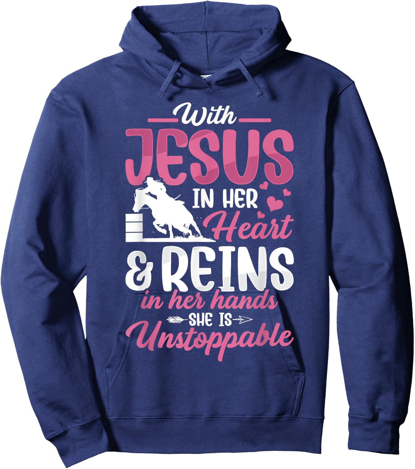 With Jesus Barrel Racer Race Barrel Racing Horse Rodeo Women Hoodie - Hoodie | Navy