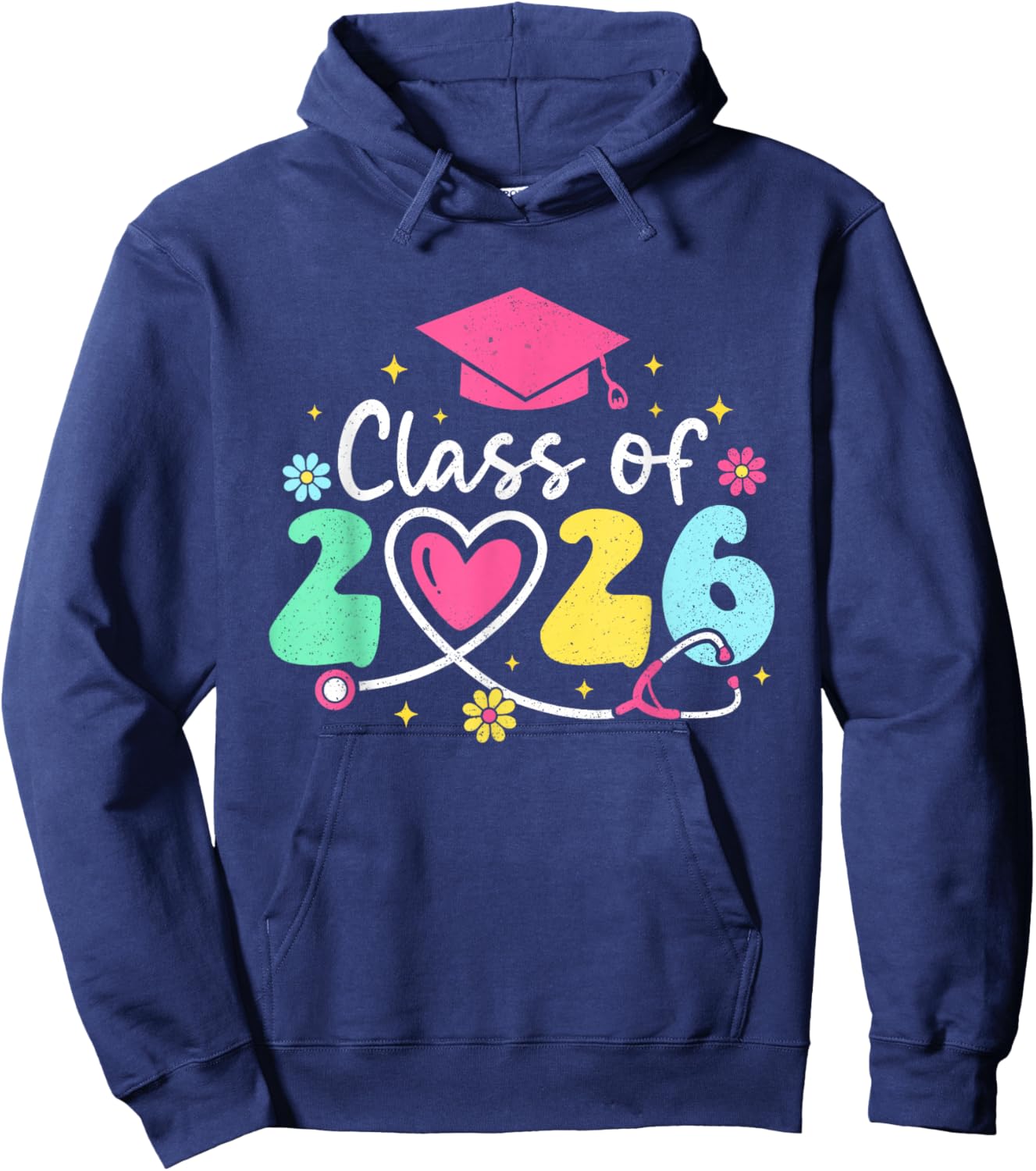 Groovy Nurse Class Of 2026 Graduation Nursing RN LPN School Hoodie - Hoodie | Navy